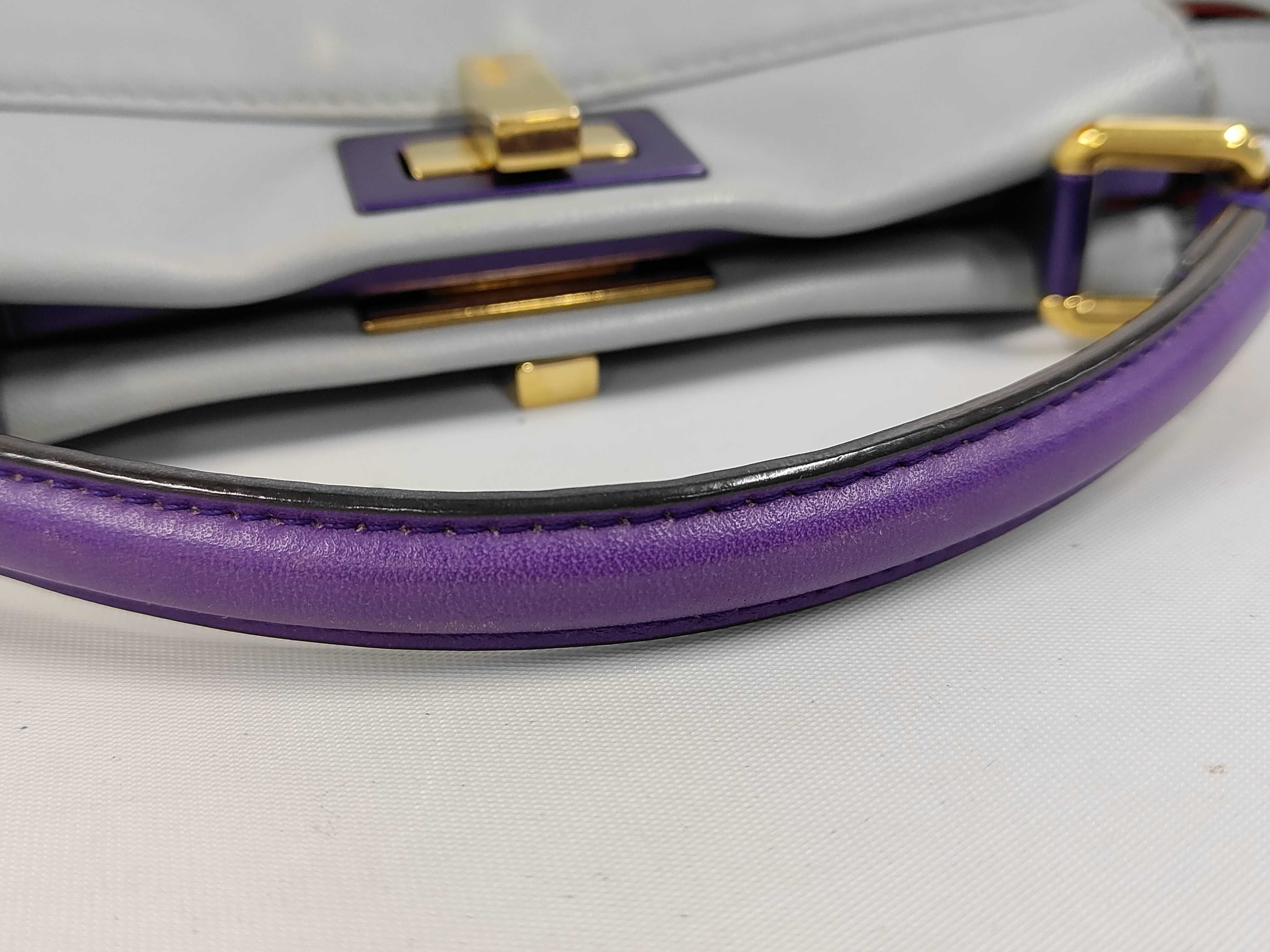 Peekaboo Mini Handbag, Light Blue x Purple, Gold Hardware, with Studs — view 5