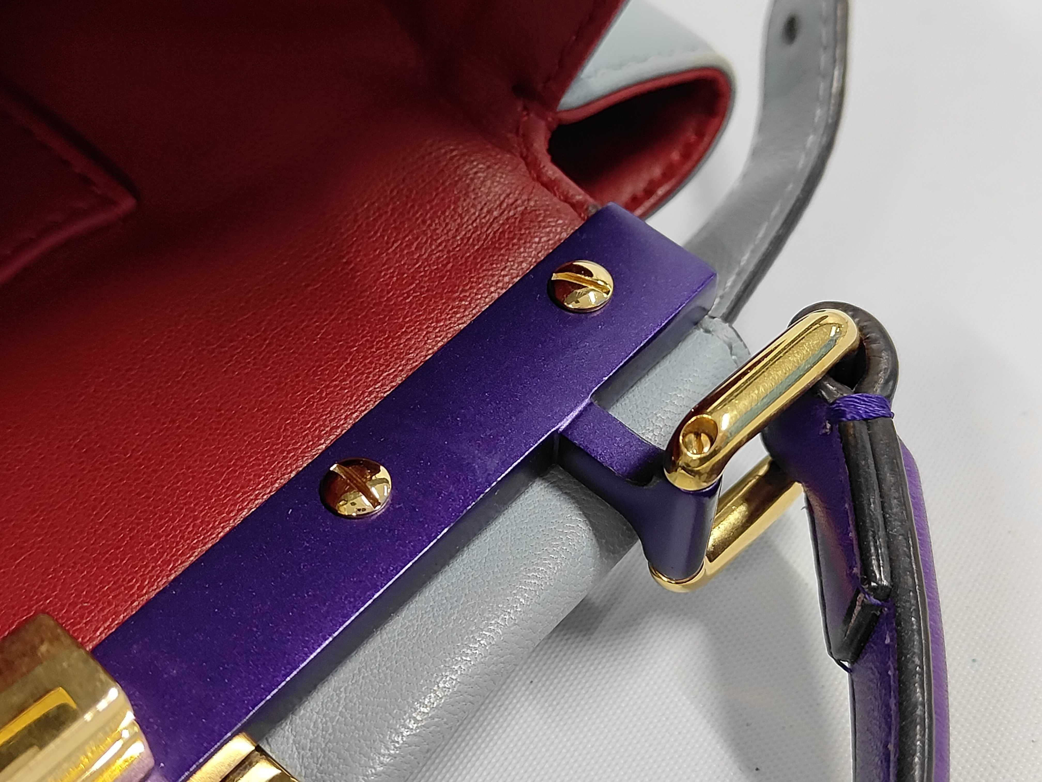 Peekaboo Mini Handbag, Light Blue x Purple, Gold Hardware, with Studs — view 6