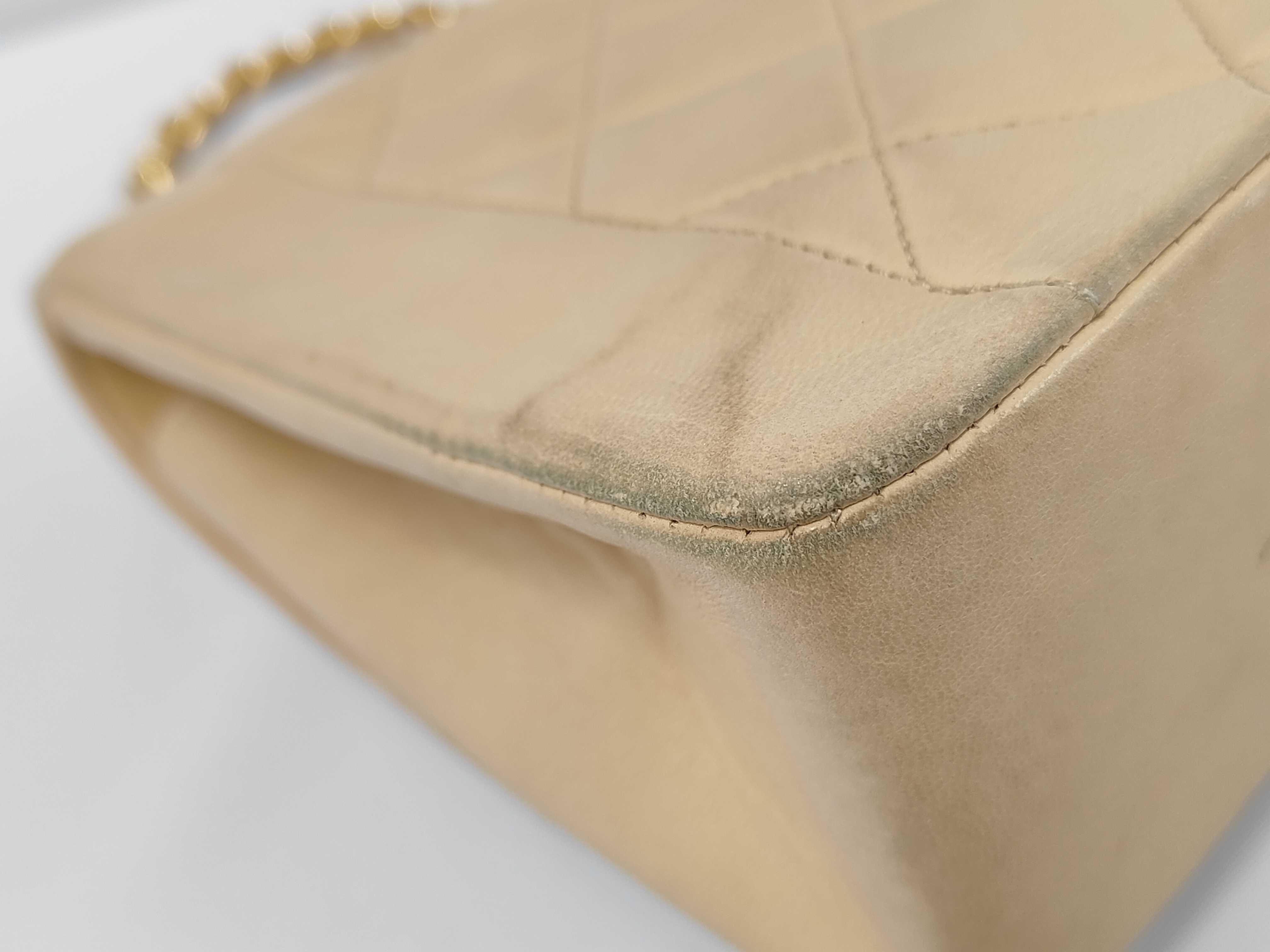 Diana Lamb Chain Shoulder Bag (Beige) — view 4