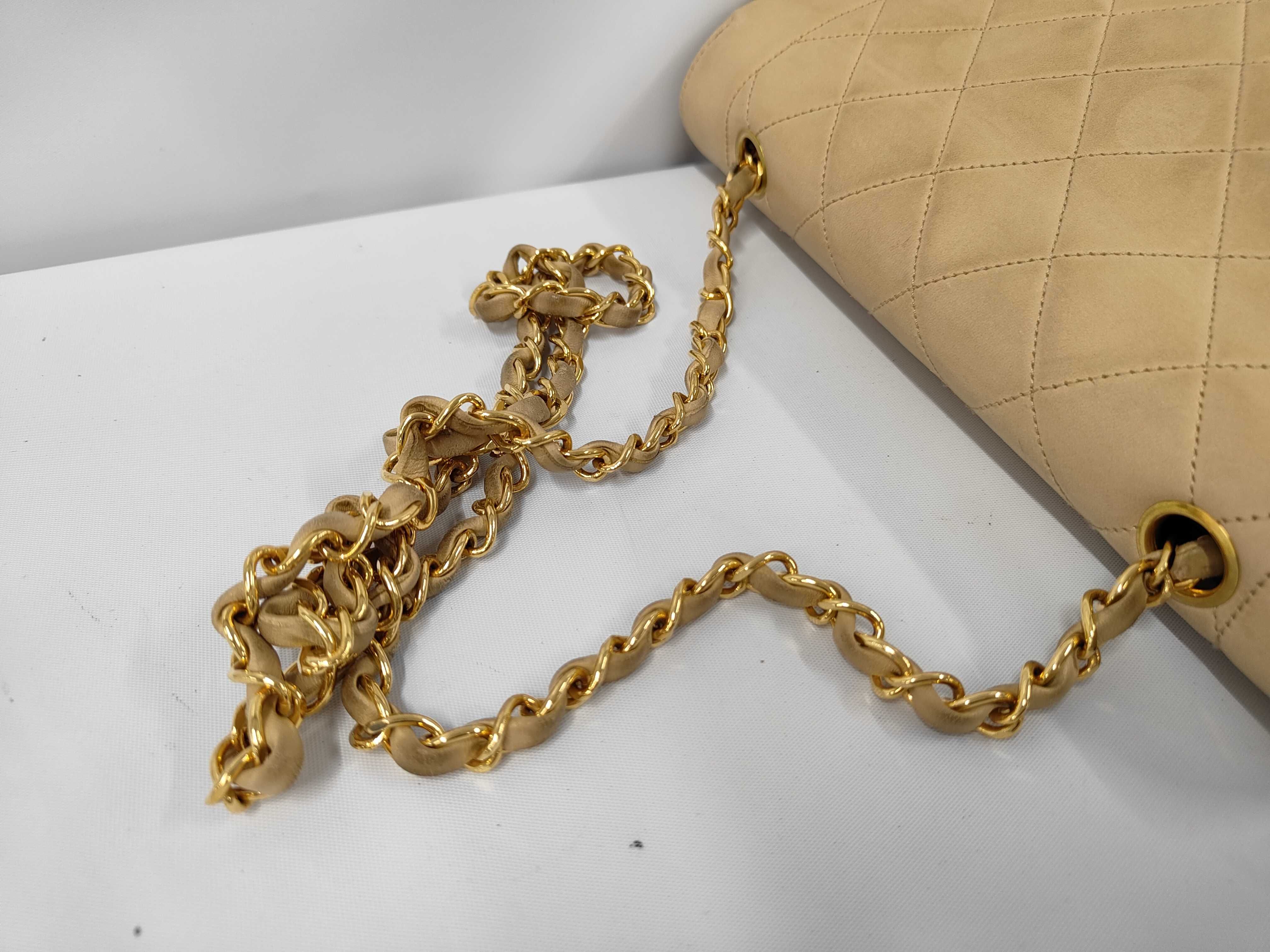 Diana Lamb Chain Shoulder Bag (Beige) — view 5