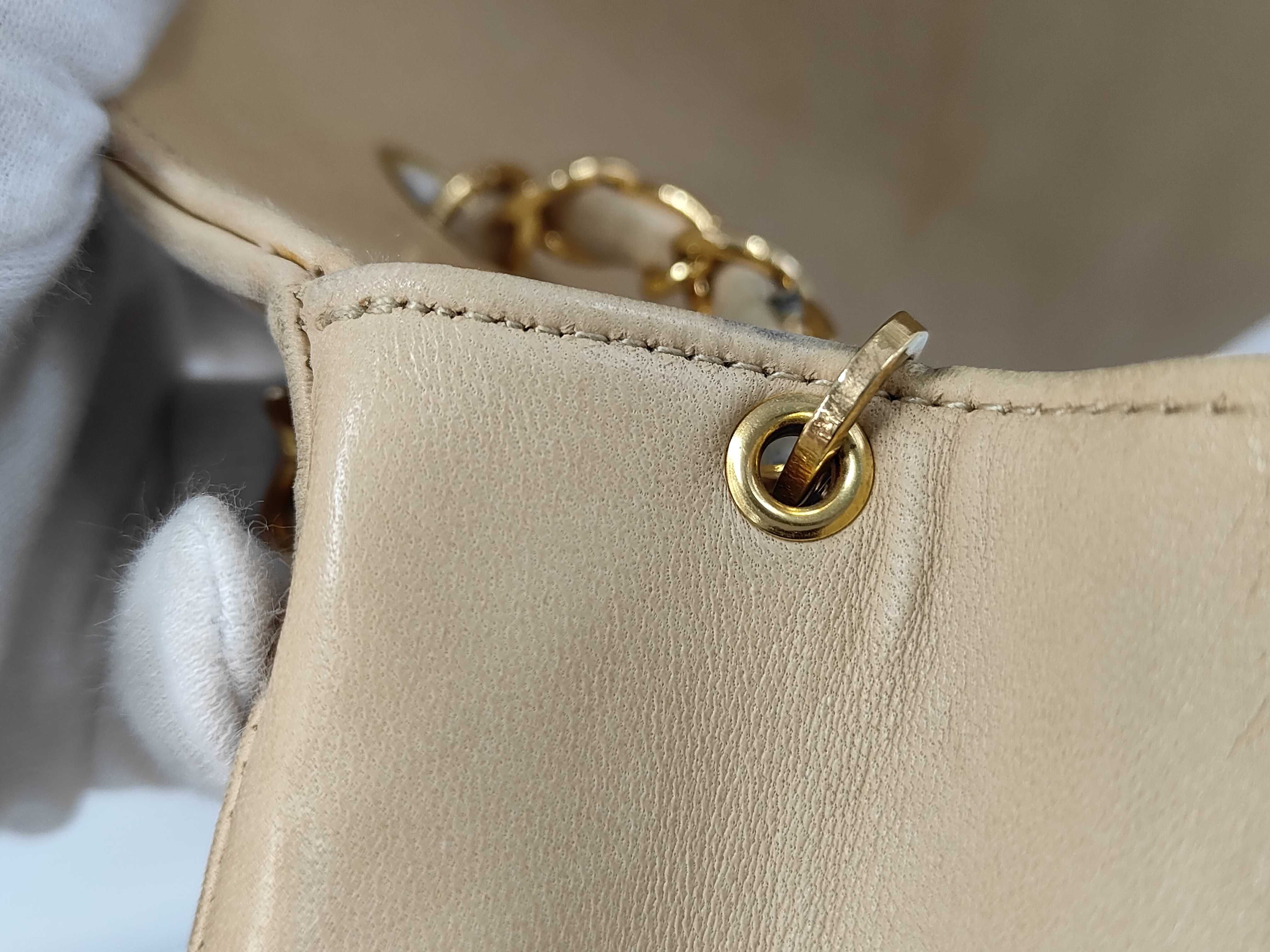Diana Lamb Chain Shoulder Bag (Beige) — view 10