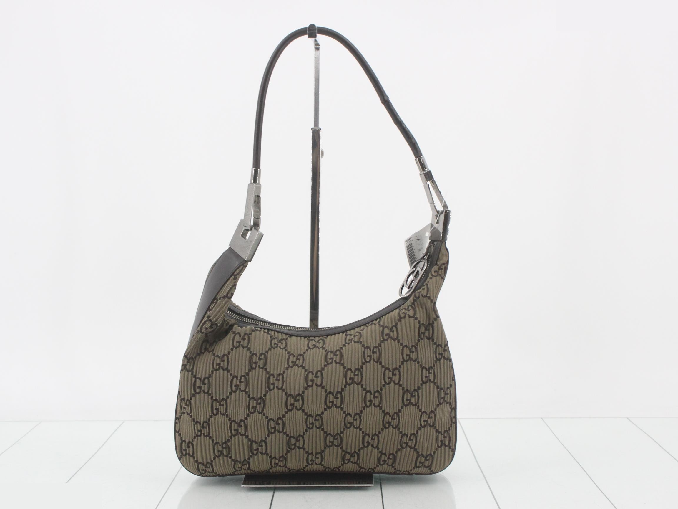 Handbag, GG pattern, pleated, brown — view 2