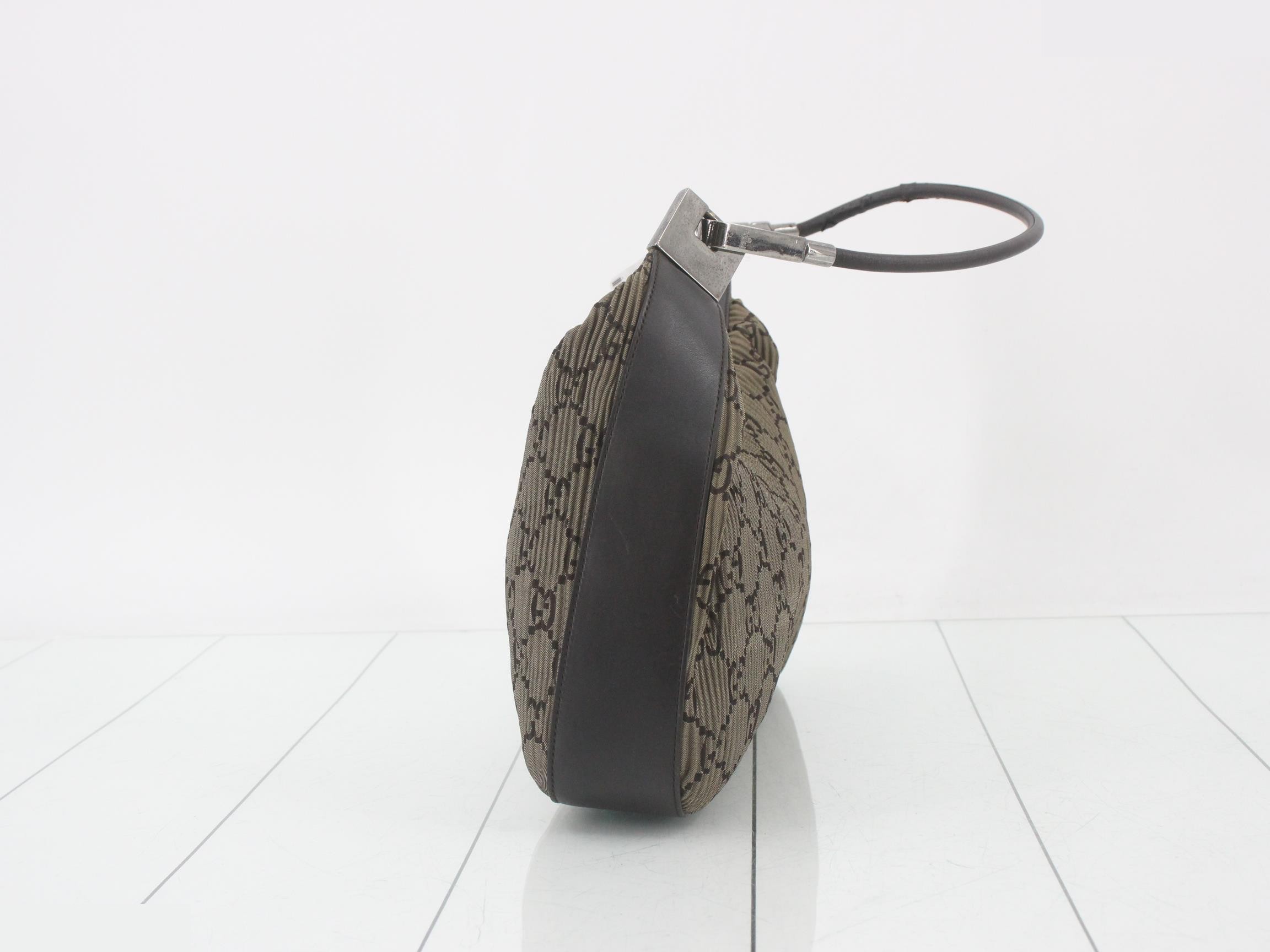 Handbag, GG pattern, pleated, brown — view 3