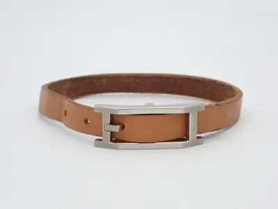 Api Leather Bracelet (?) - H stamp, Brown, Wrist size approximately 19cm