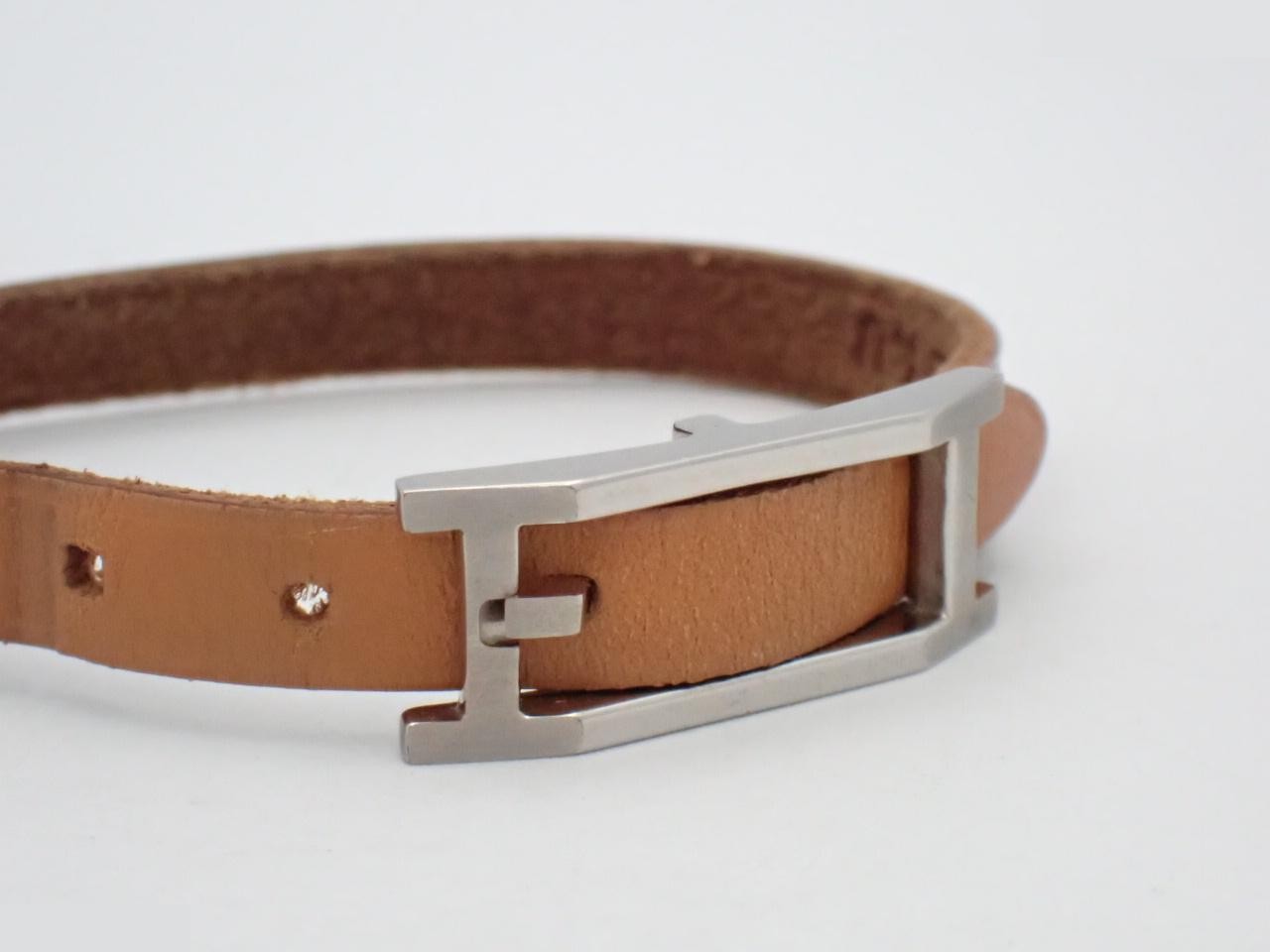 Api Leather Bracelet (?) - H stamp, Brown, Wrist size approximately 19cm — view 3
