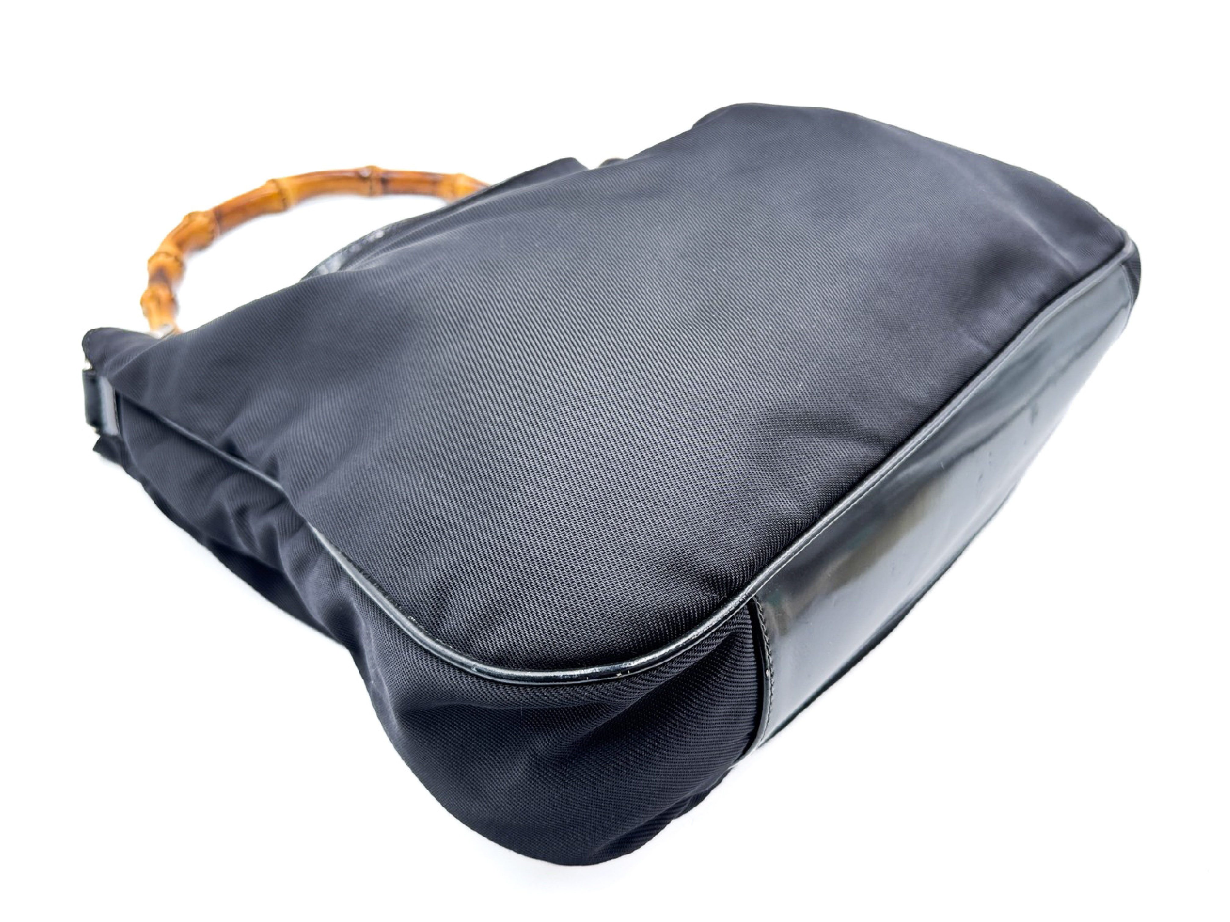 Bamboo Leather Black Silver Hardware Handbag 001.123 — view 4