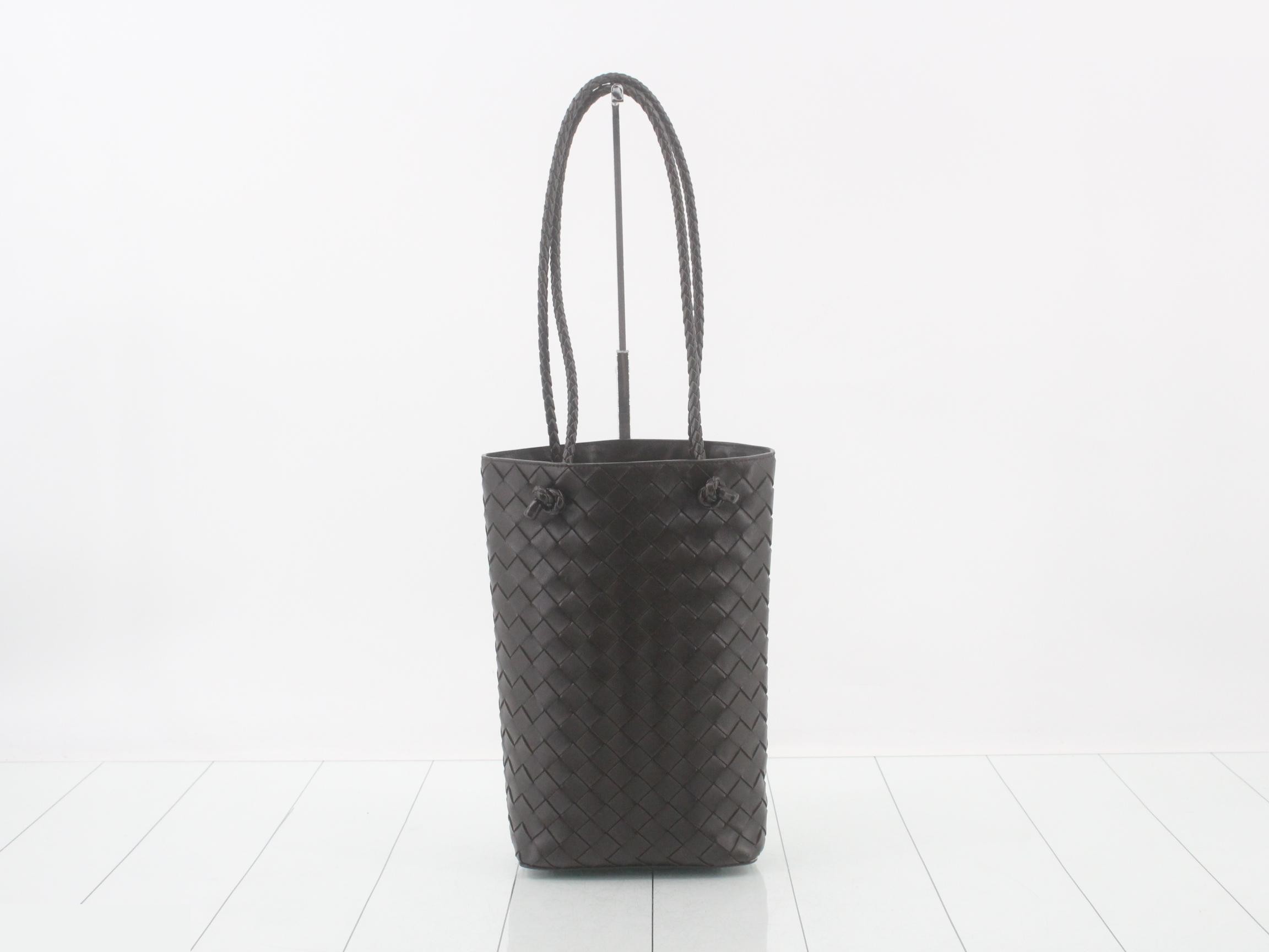 Intrecciato tote bag, brown — view 2