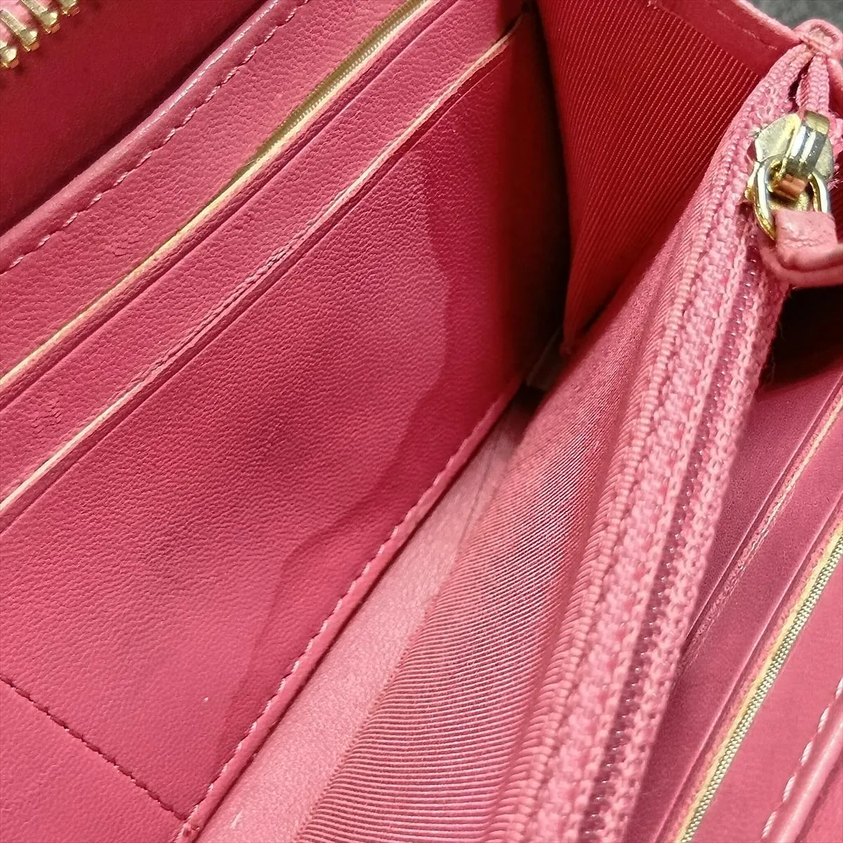 Matelassé Lambskin Long Wallet, Pink with Gold Hardware, 17896801 — view 11