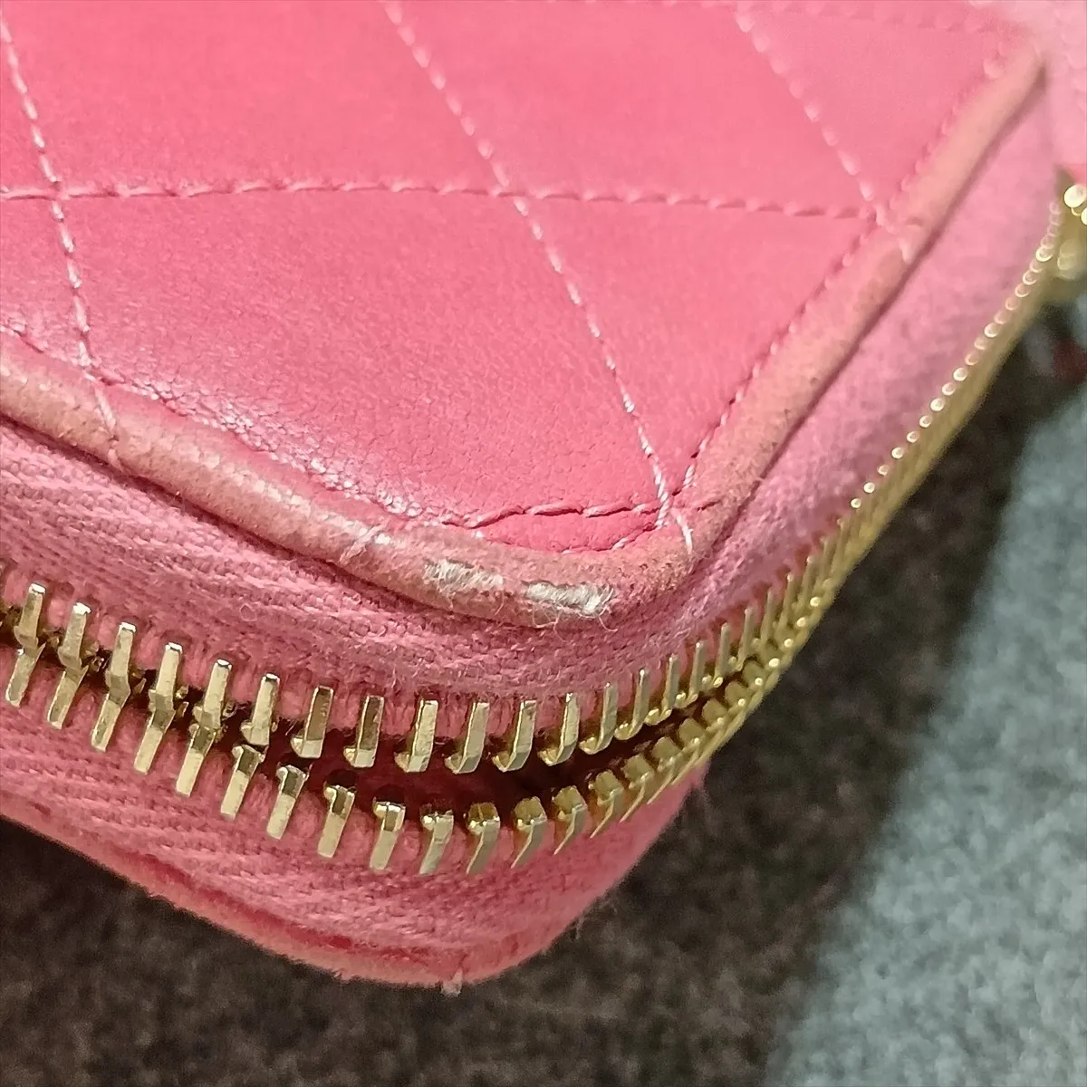 Matelassé Lambskin Long Wallet, Pink with Gold Hardware, 17896801 — view 15