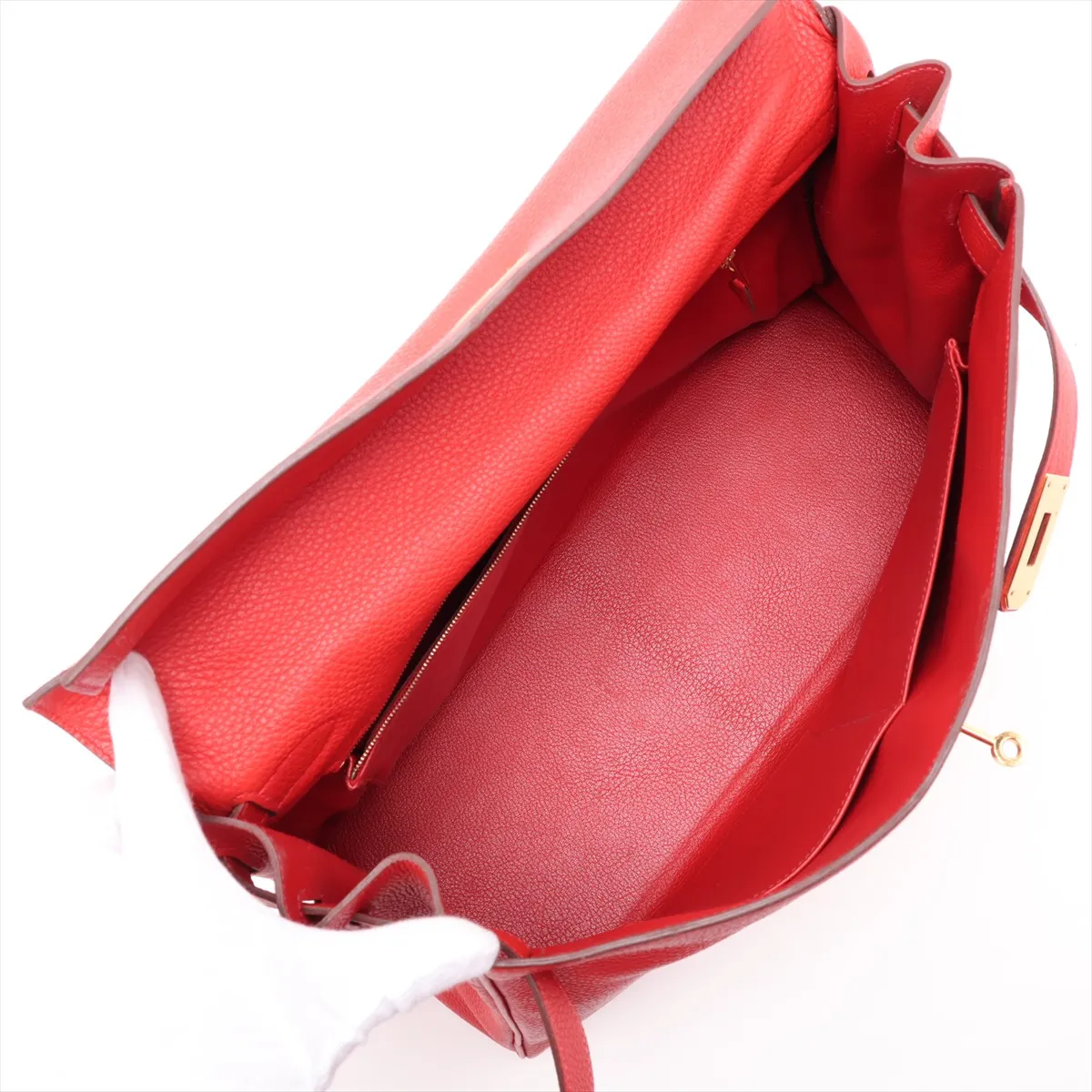 [Individually packaged] Hermes Kelly 40 Retournée Taurillon Clemence Red Gold Hardware P:2012 — view 8