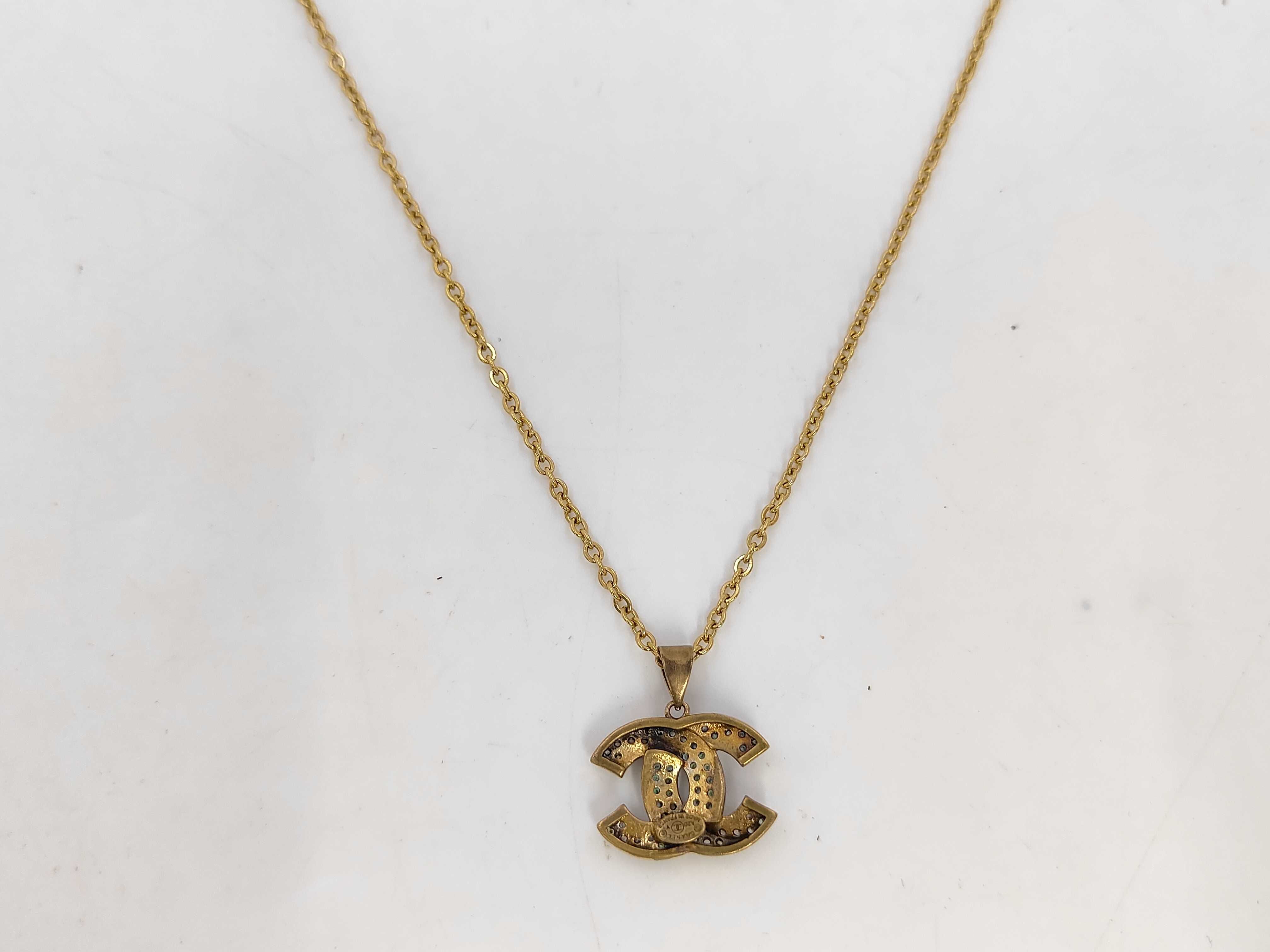 Coco Mark Rhinestone Gold Necklace (with comments) A20V Necklace — view 2