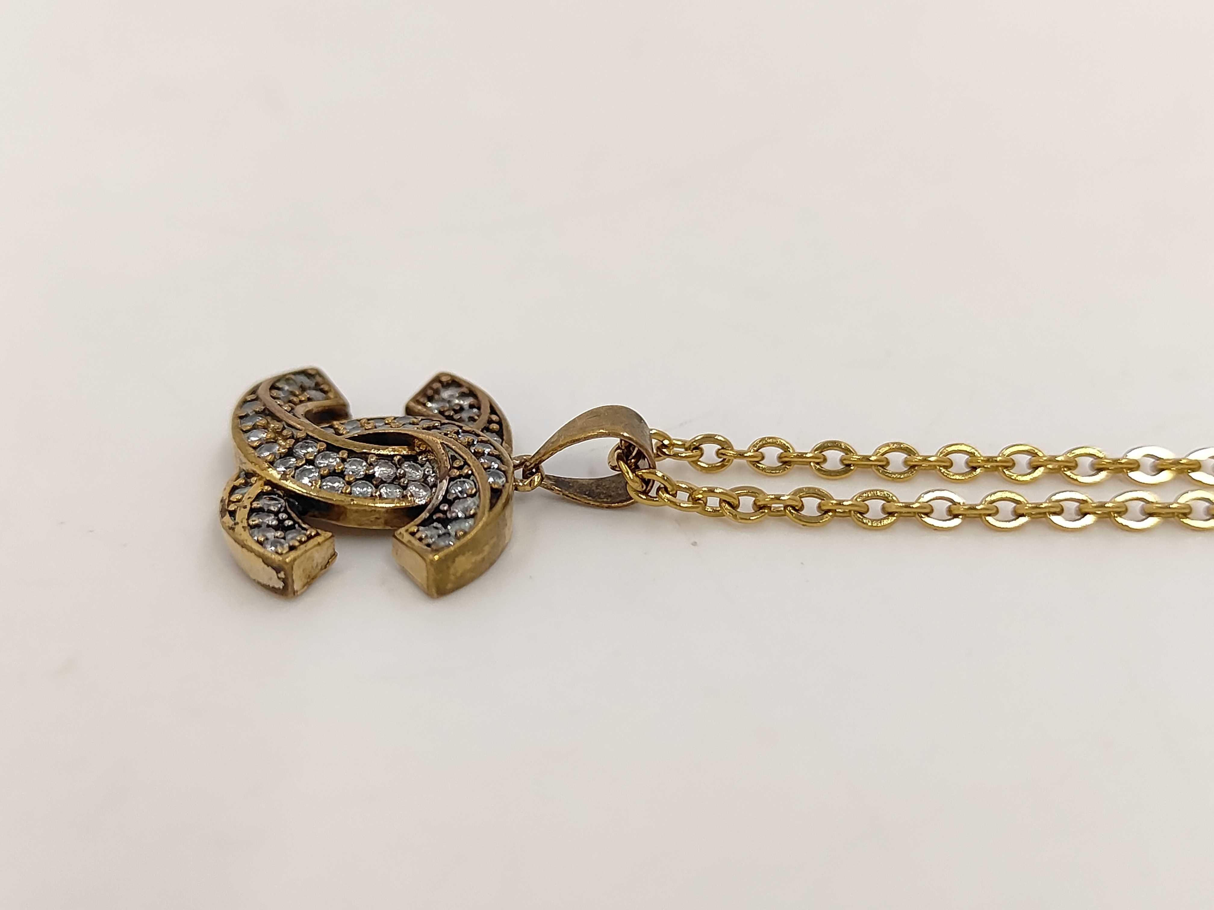 Coco Mark Rhinestone Gold Necklace (with comments) A20V Necklace — view 3