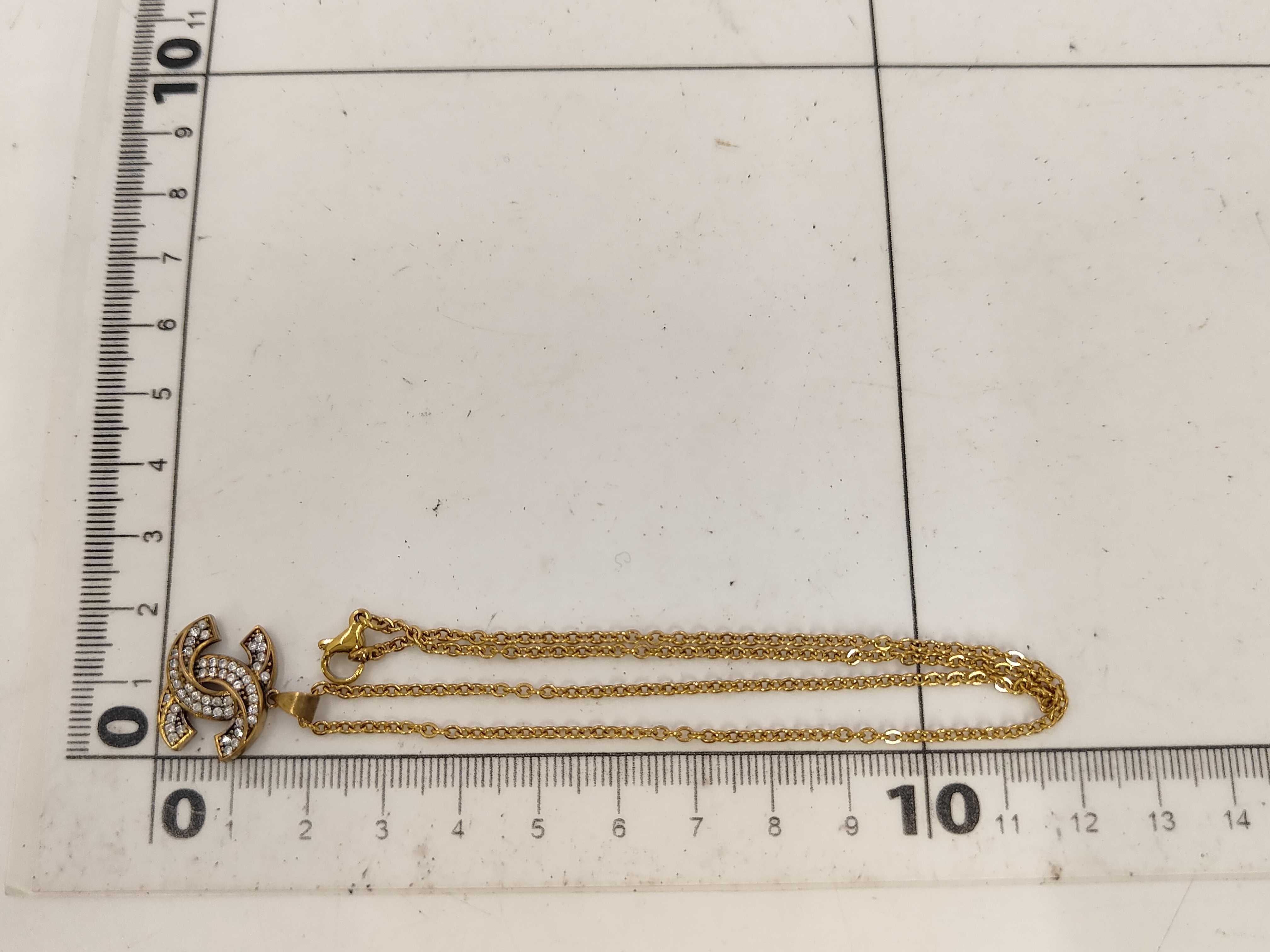 Coco Mark Rhinestone Gold Necklace (with comments) A20V Necklace — view 6