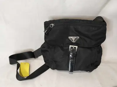 Nylon Flap Shoulder Bag with Triangle Logo