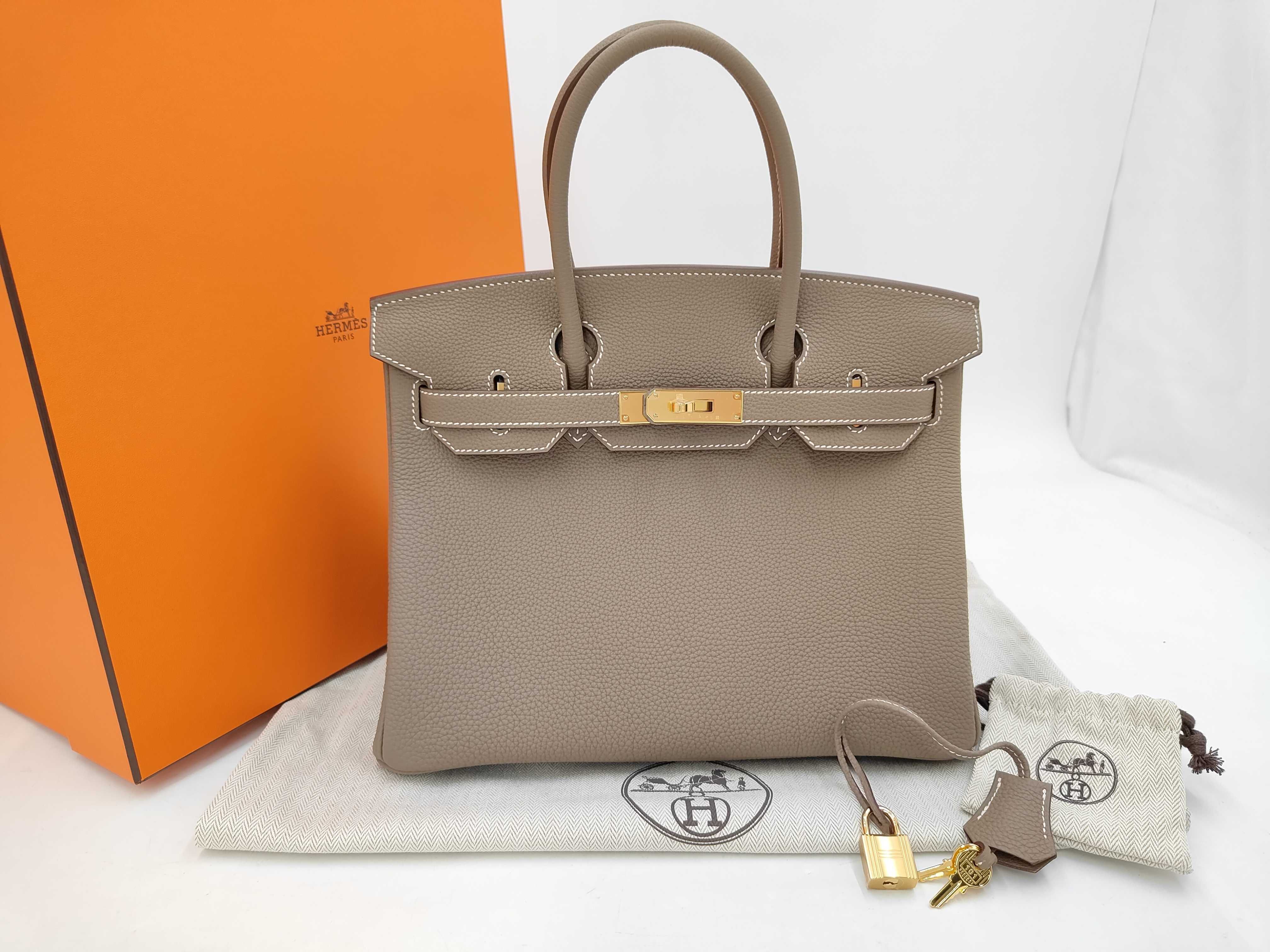 Birkin 30 Togo Etoupe Gold Hardware G Stamp Handbag