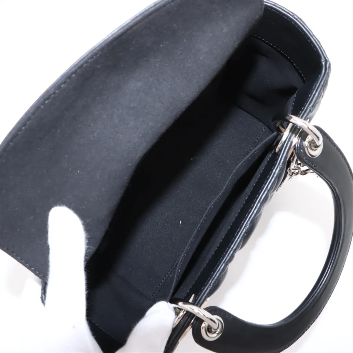 Cannage Lady Dior Leather 2WAY Handbag Black — view 8