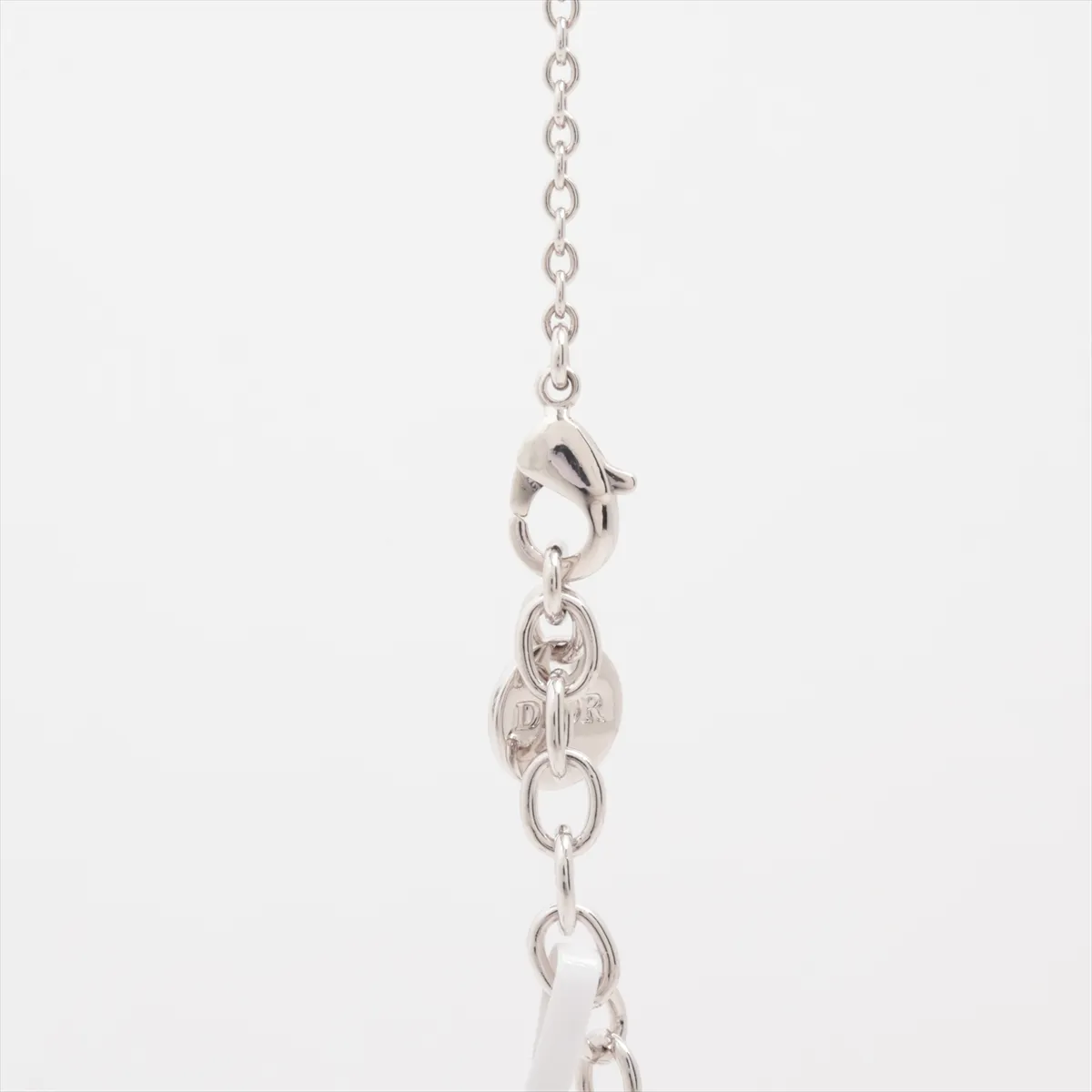 Clair D Lune necklace, metal and rhinestone, silver, some wear and tarnishing. — view 3