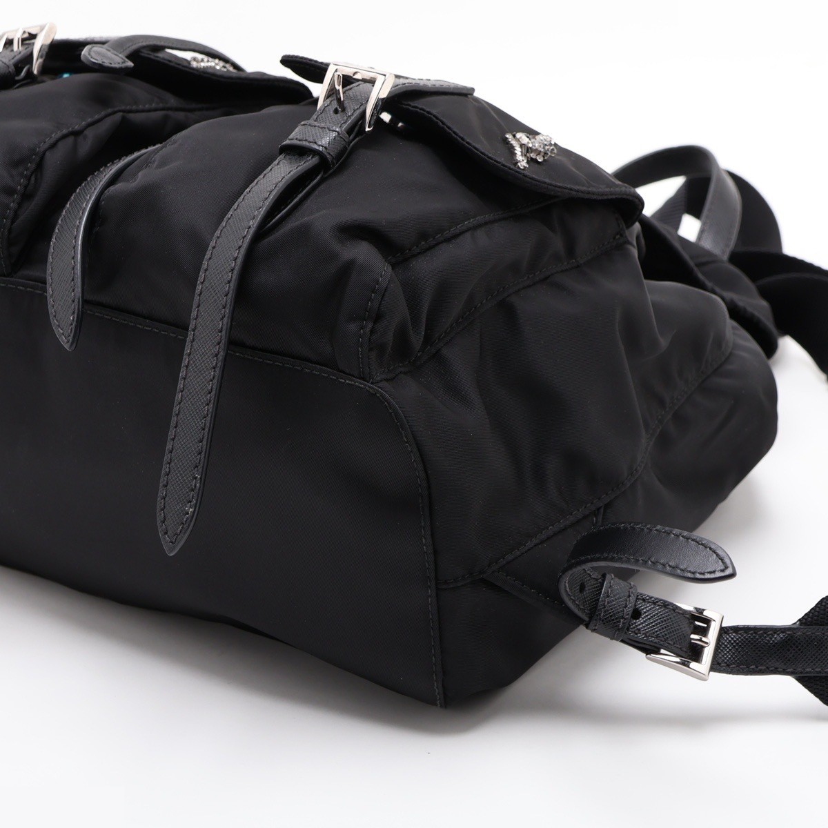 Tessuto Bijou Nylon x Leather Rhinestone Backpack — view 3
