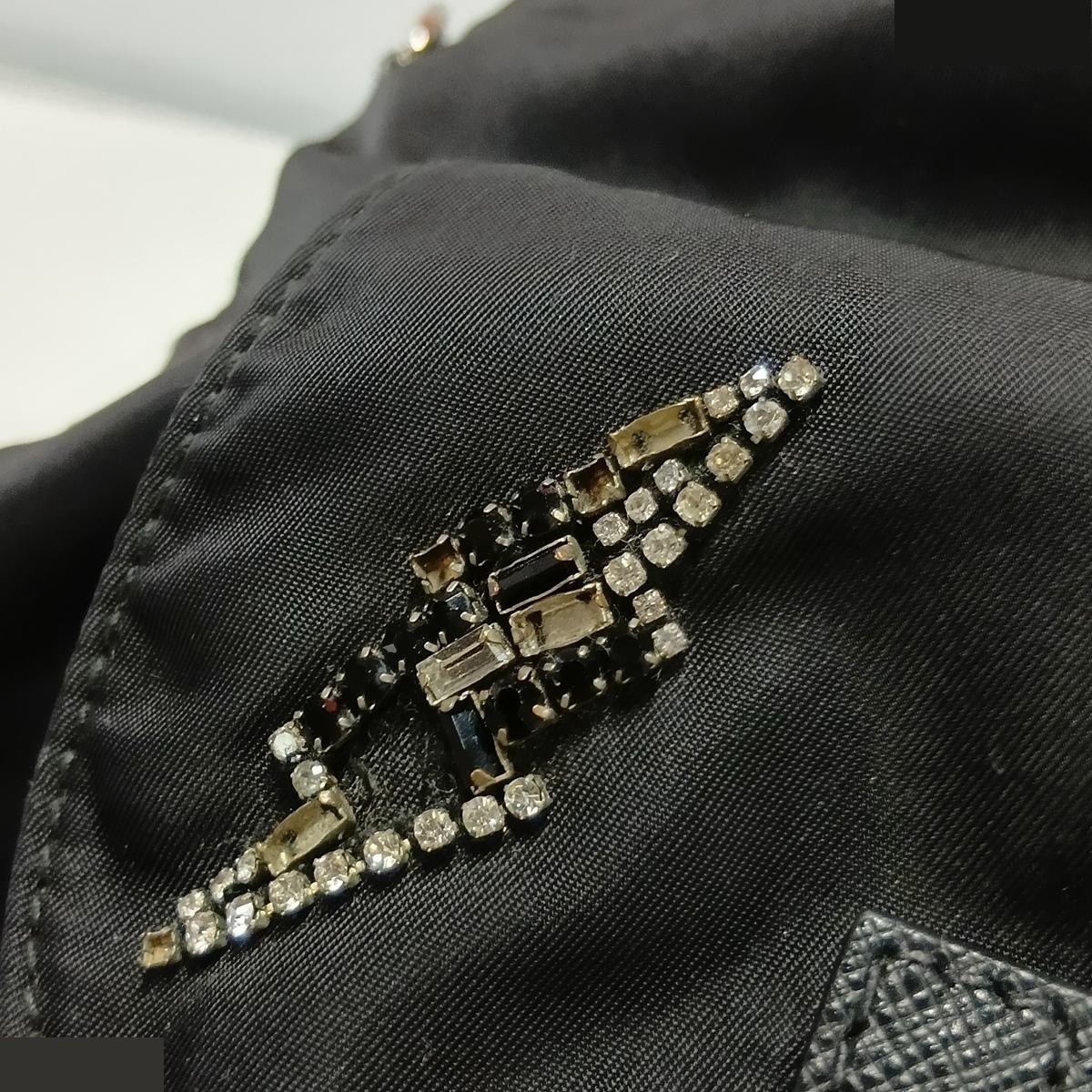 Tessuto Bijou Nylon x Leather Rhinestone Backpack — view 10
