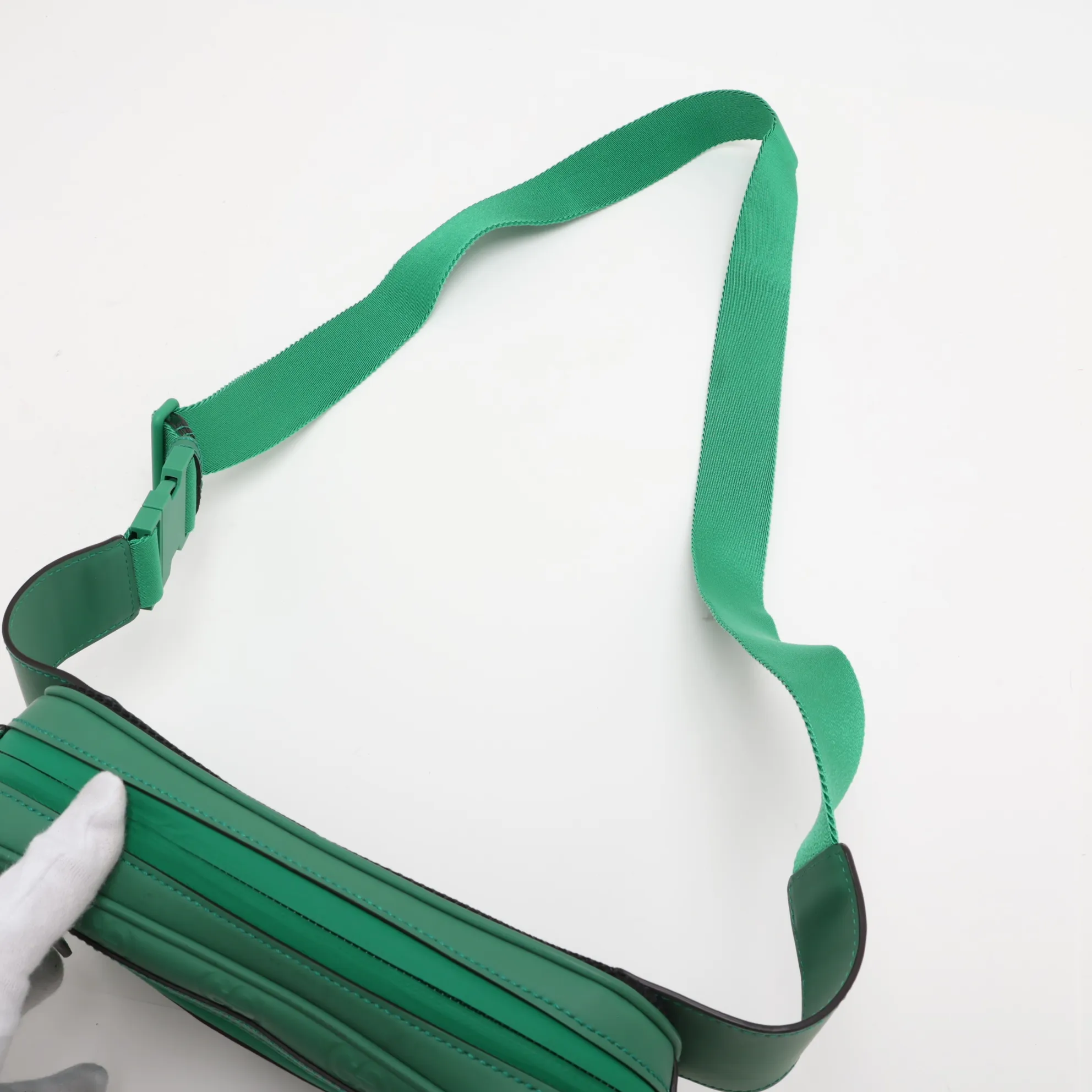 GG Rubber Effect Belt Bag, Rubber Body Bag, Green, 771422 — view 6