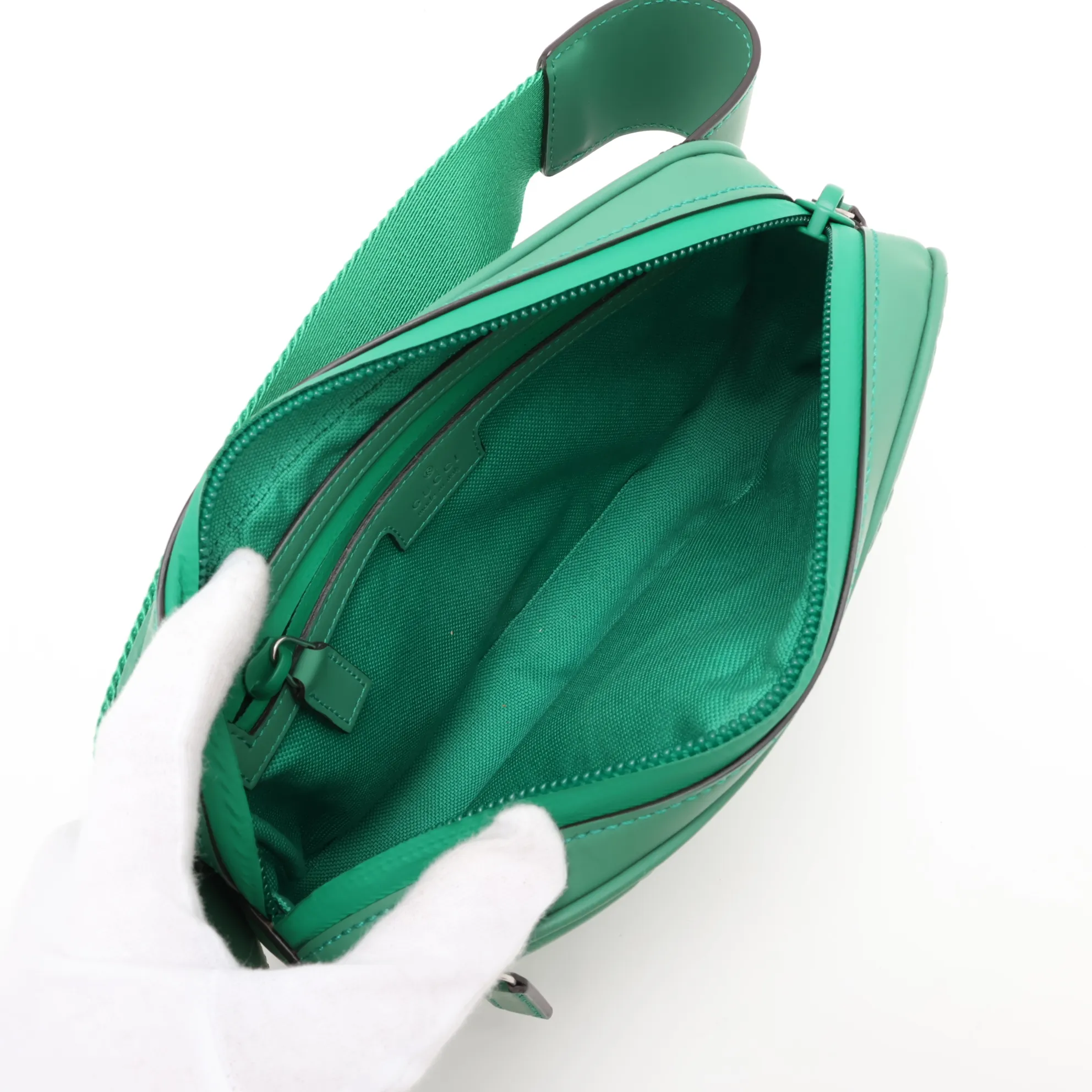 GG Rubber Effect Belt Bag, Rubber Body Bag, Green, 771422 — view 7