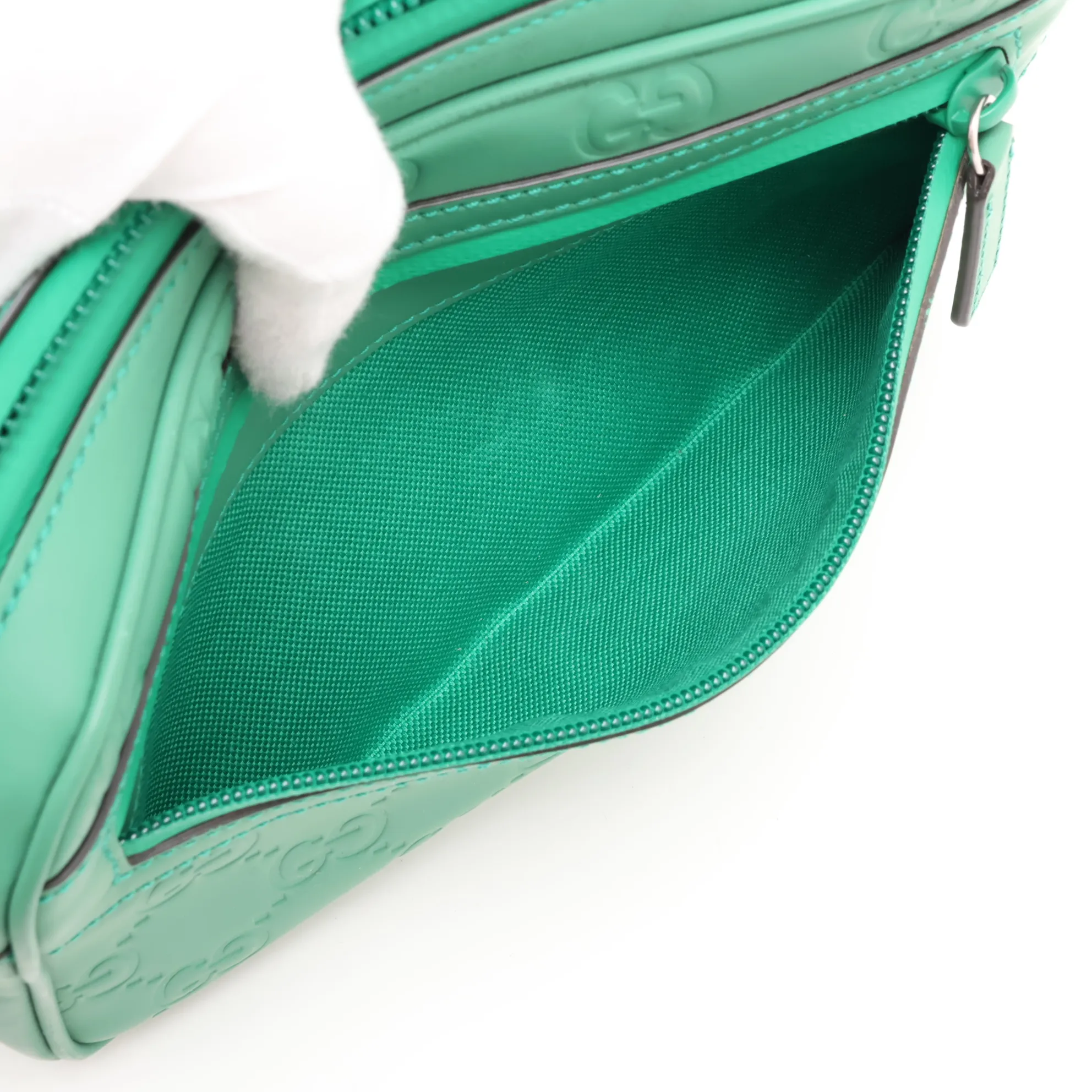 GG Rubber Effect Belt Bag, Rubber Body Bag, Green, 771422 — view 9