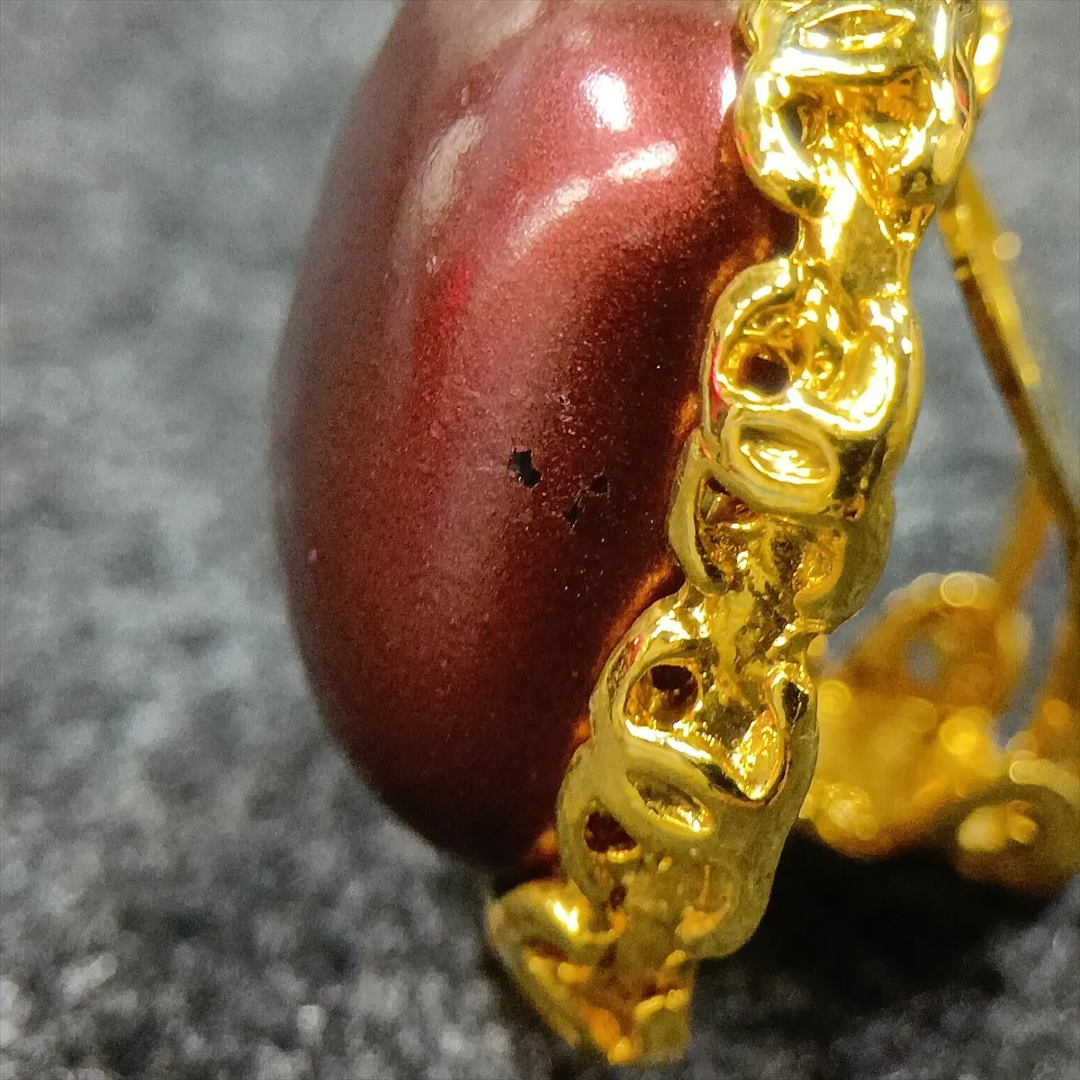 Coco Mark 28 Earrings (Pair) GP Gold x Bordeaux. Shows signs of wear, — view 6