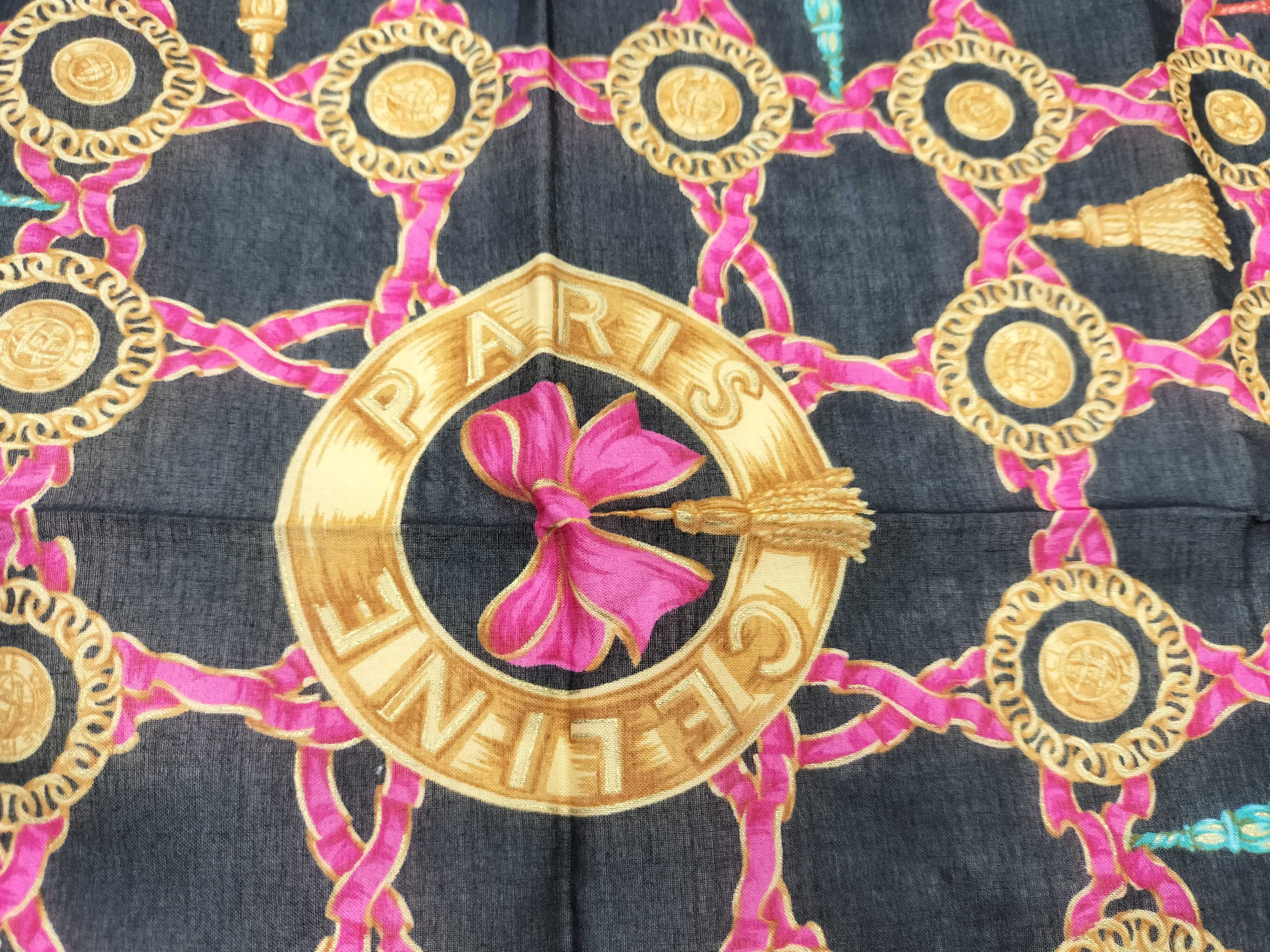 handkerchief scarf with sticker, ribbon, tassel, logo, and other accessories. — view 7