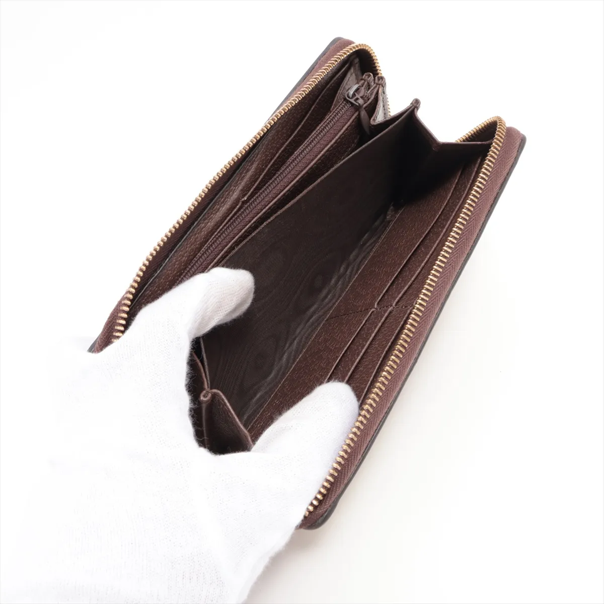GG Supreme 523154 PVC x Leather Round Zip Wallet Beige — view 6