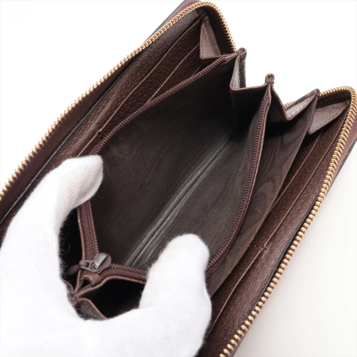 GG Supreme 523154 PVC x Leather Round Zip Wallet Beige — view 7