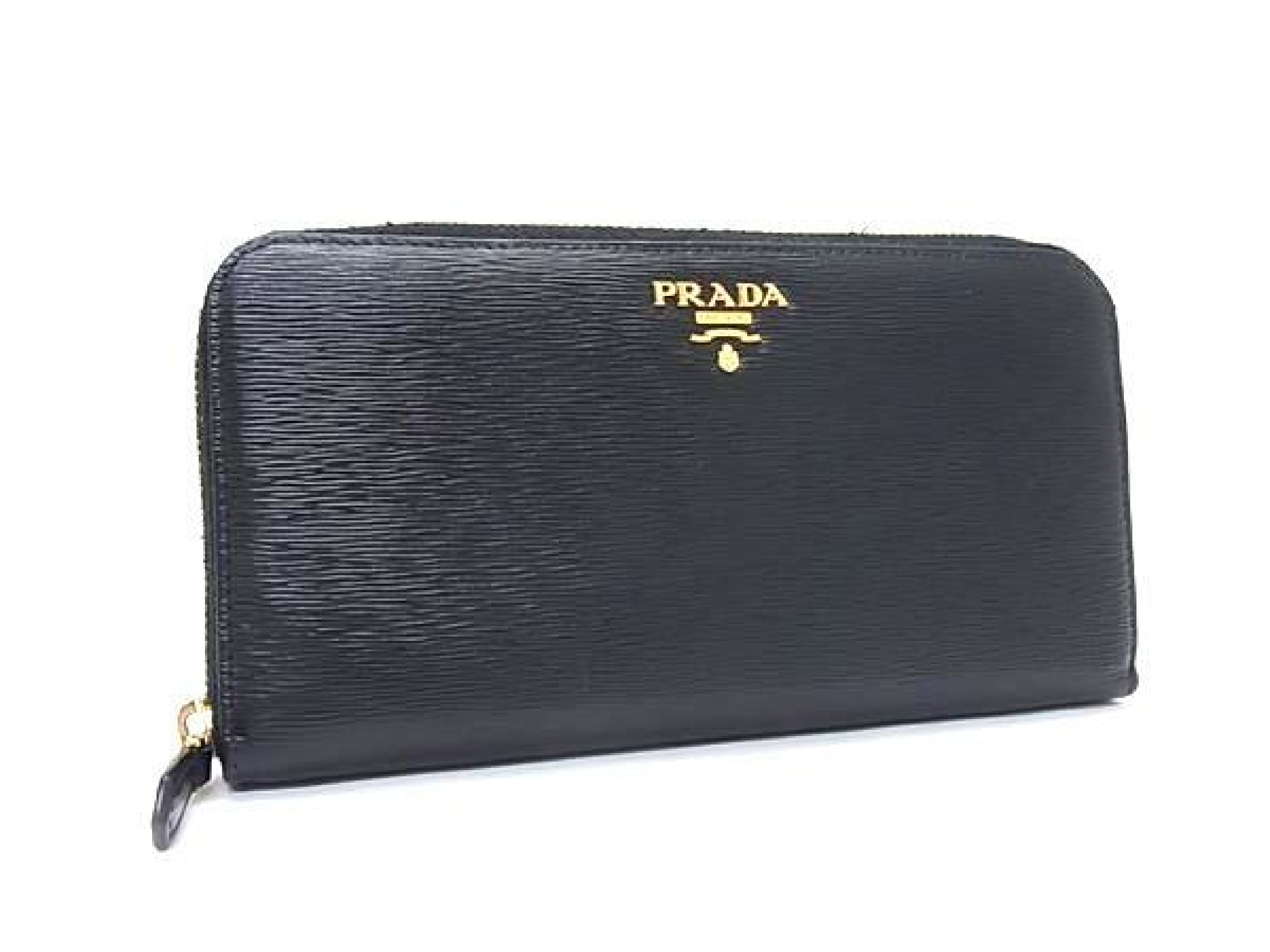 Leather Round Zip Long Wallet, Billfold, Coin Purse, Card Slots, Women's, Black, FW7726