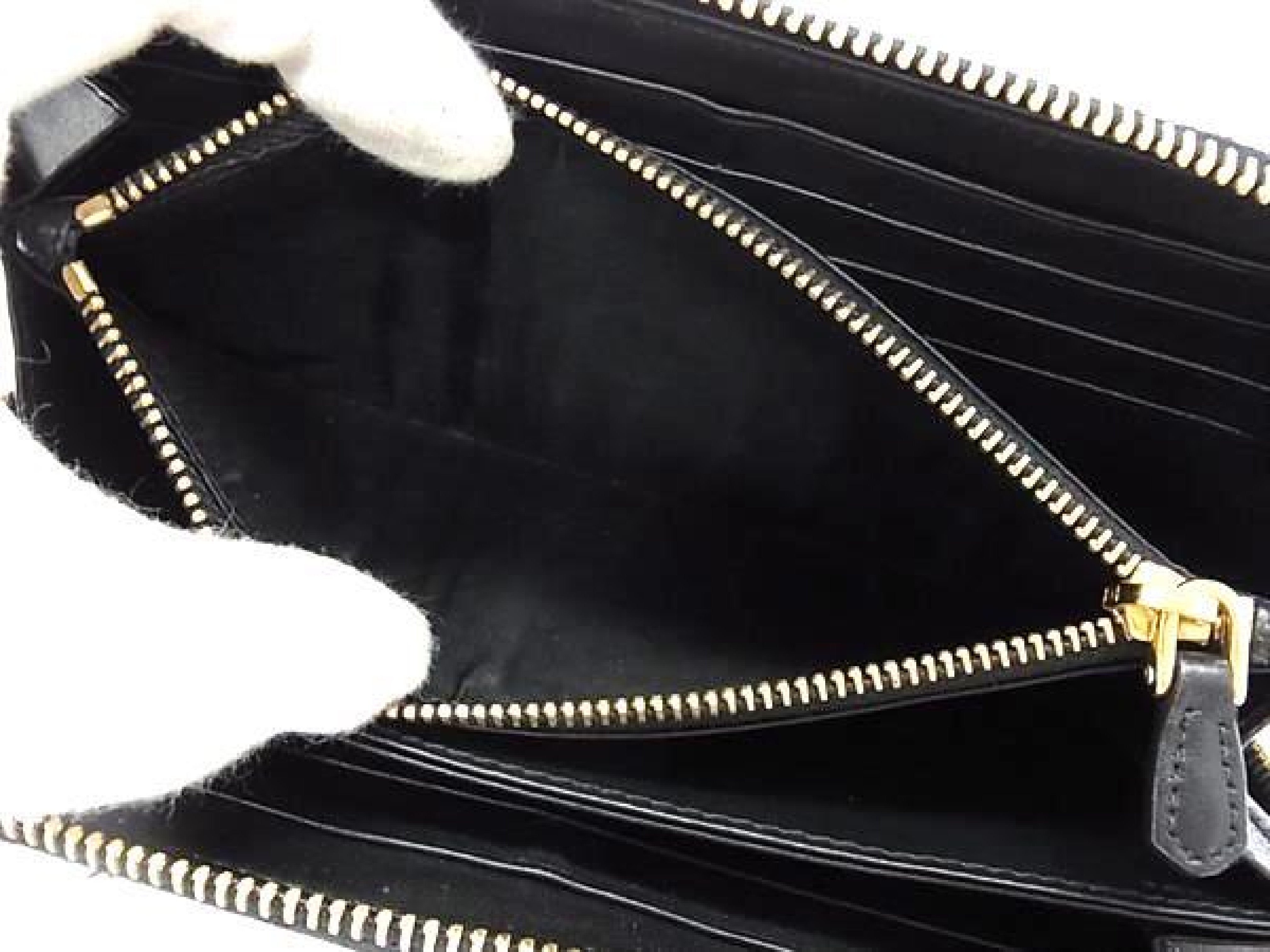 Leather Round Zip Long Wallet, Billfold, Coin Purse, Card Slots, Women's, Black, FW7726 — view 4