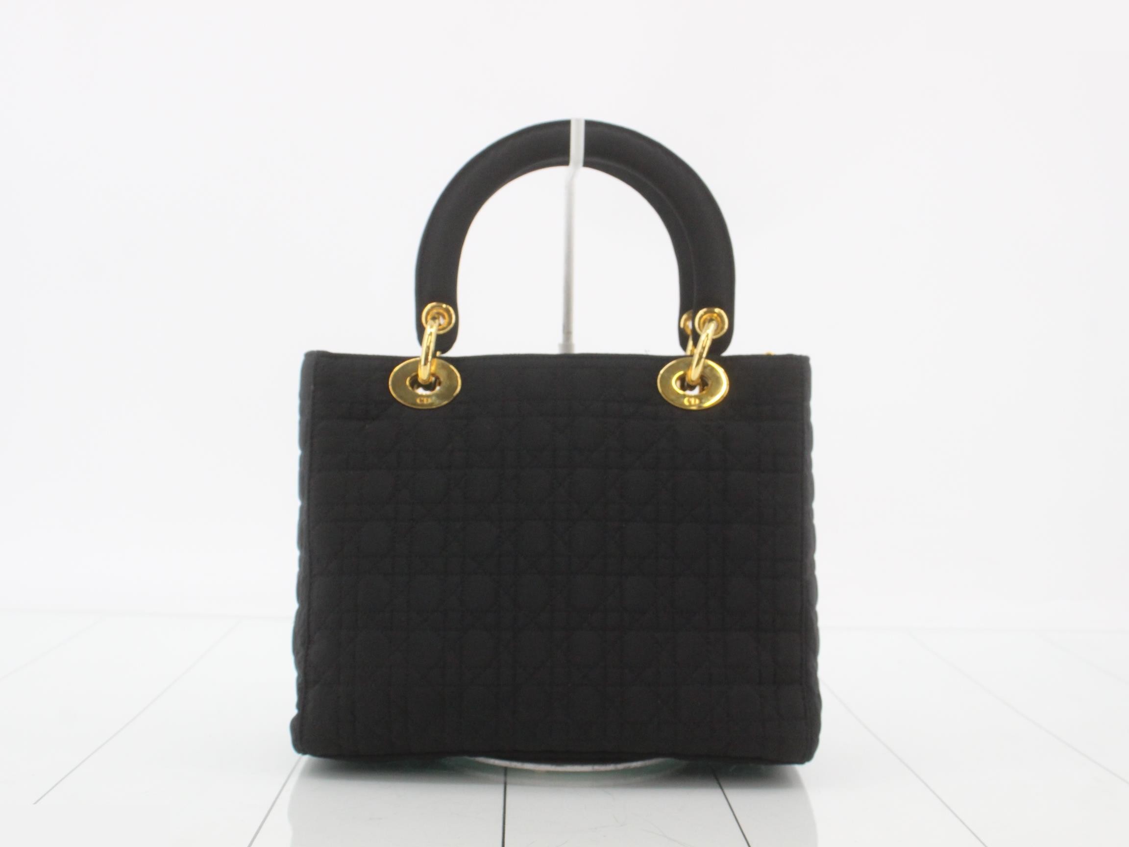 Lady Dior Medium Cannage Nylon Handbag, Black — view 2