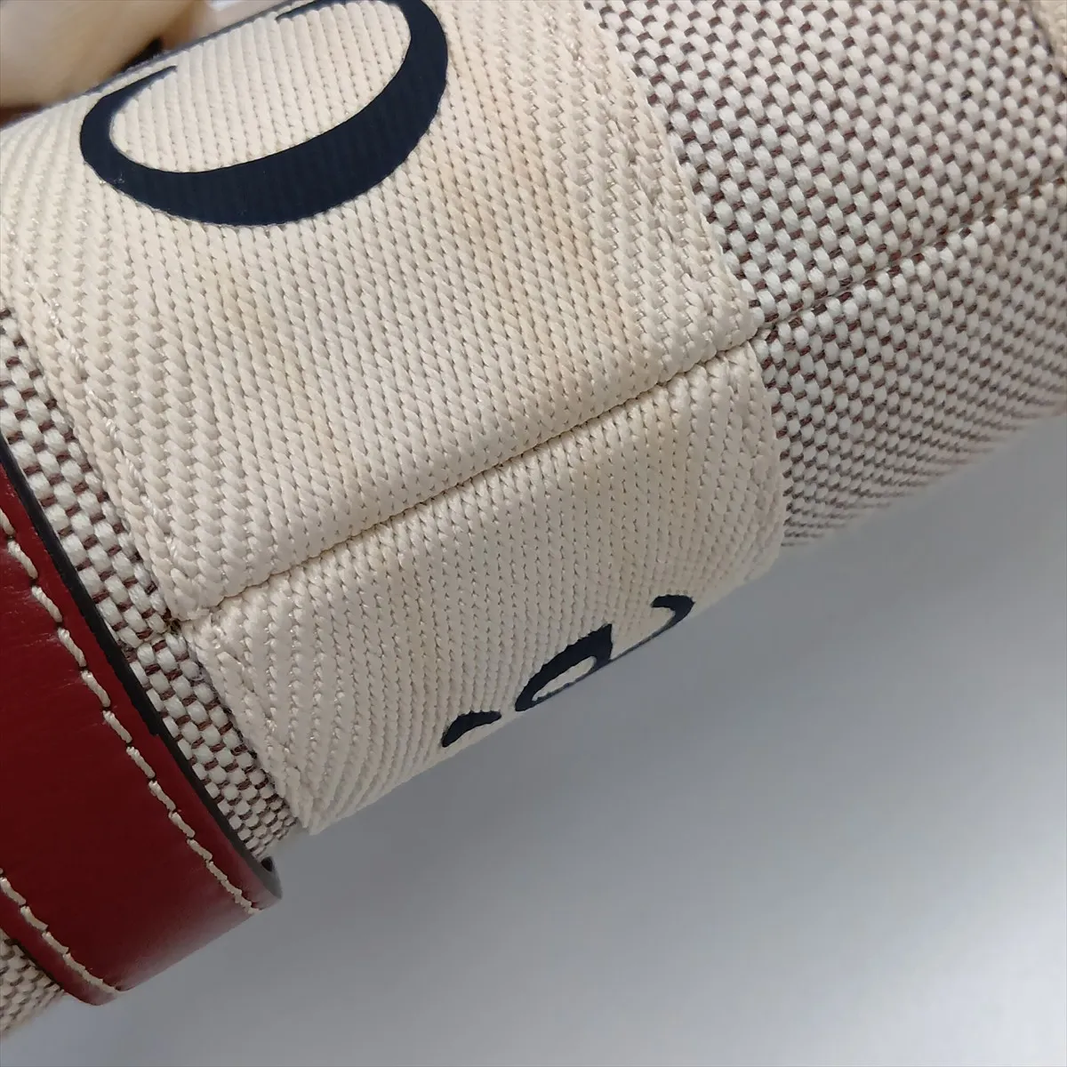 Woody Small Canvas x Leather 2-Way Handbag, Beige x Brown — view 13