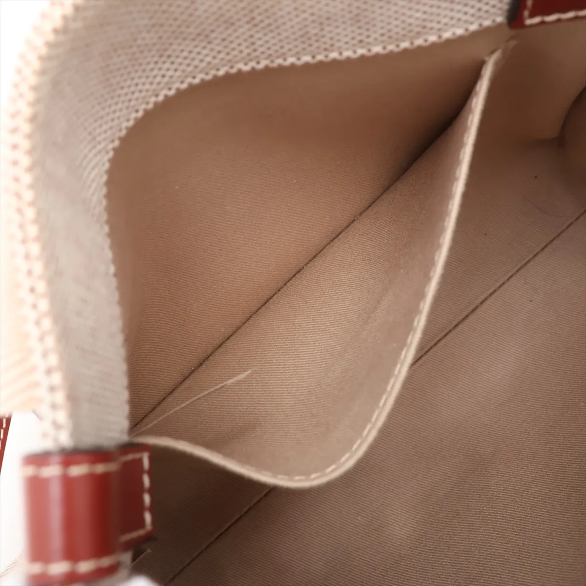 Woody Small Canvas x Leather 2-Way Handbag, Beige x Brown — view 9