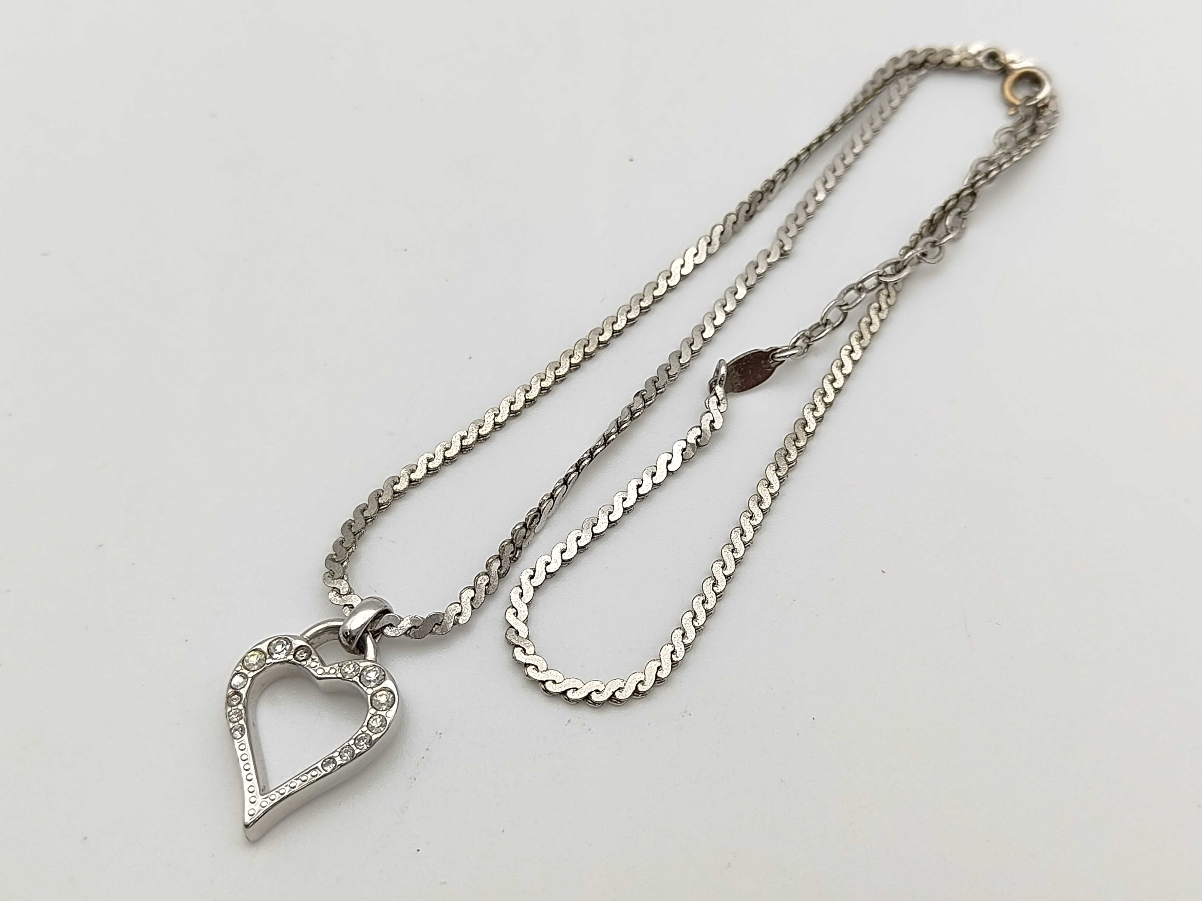 Christian Rhinestone Heart Silver Necklace