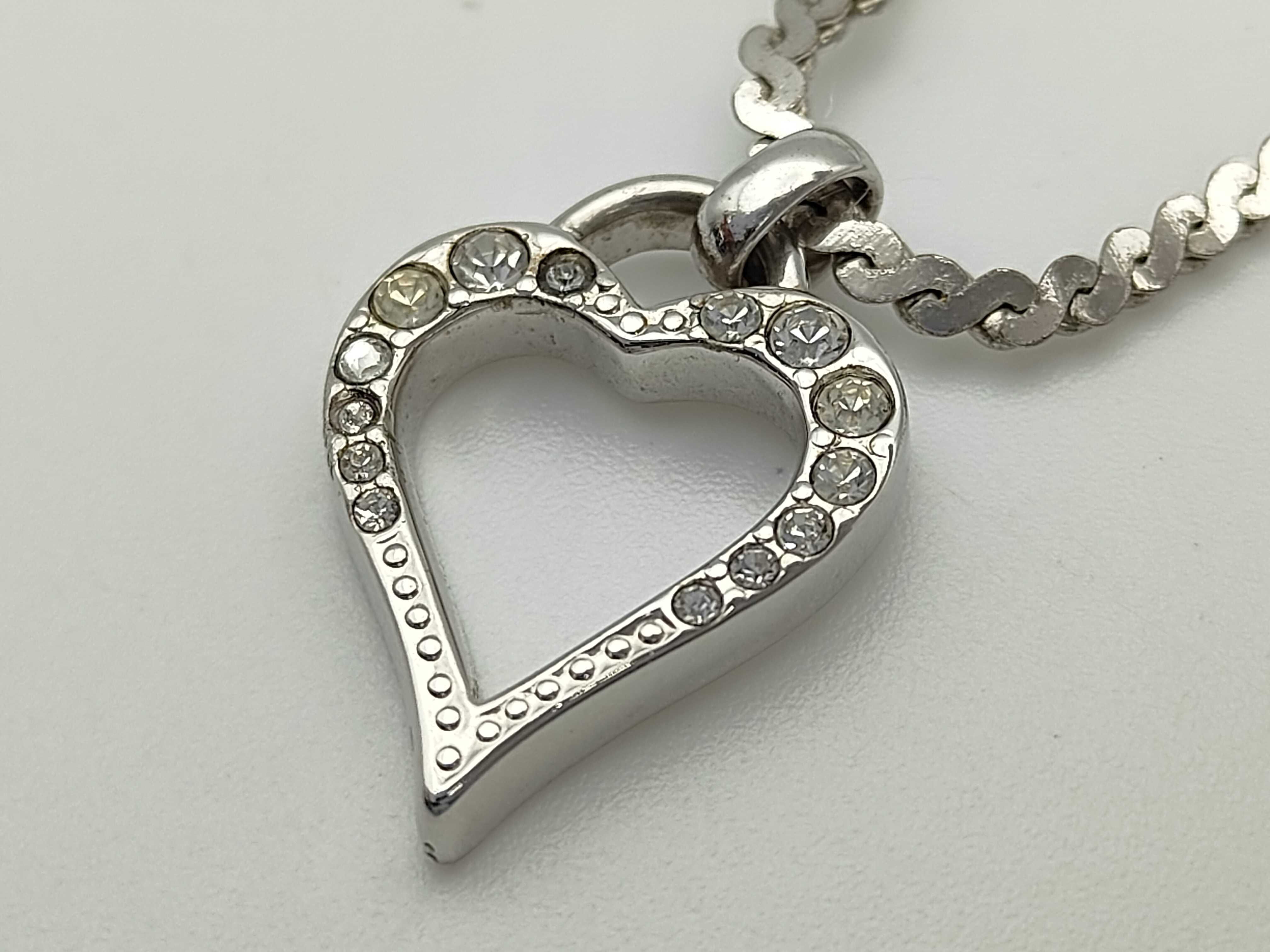 Christian Rhinestone Heart Silver Necklace — view 3