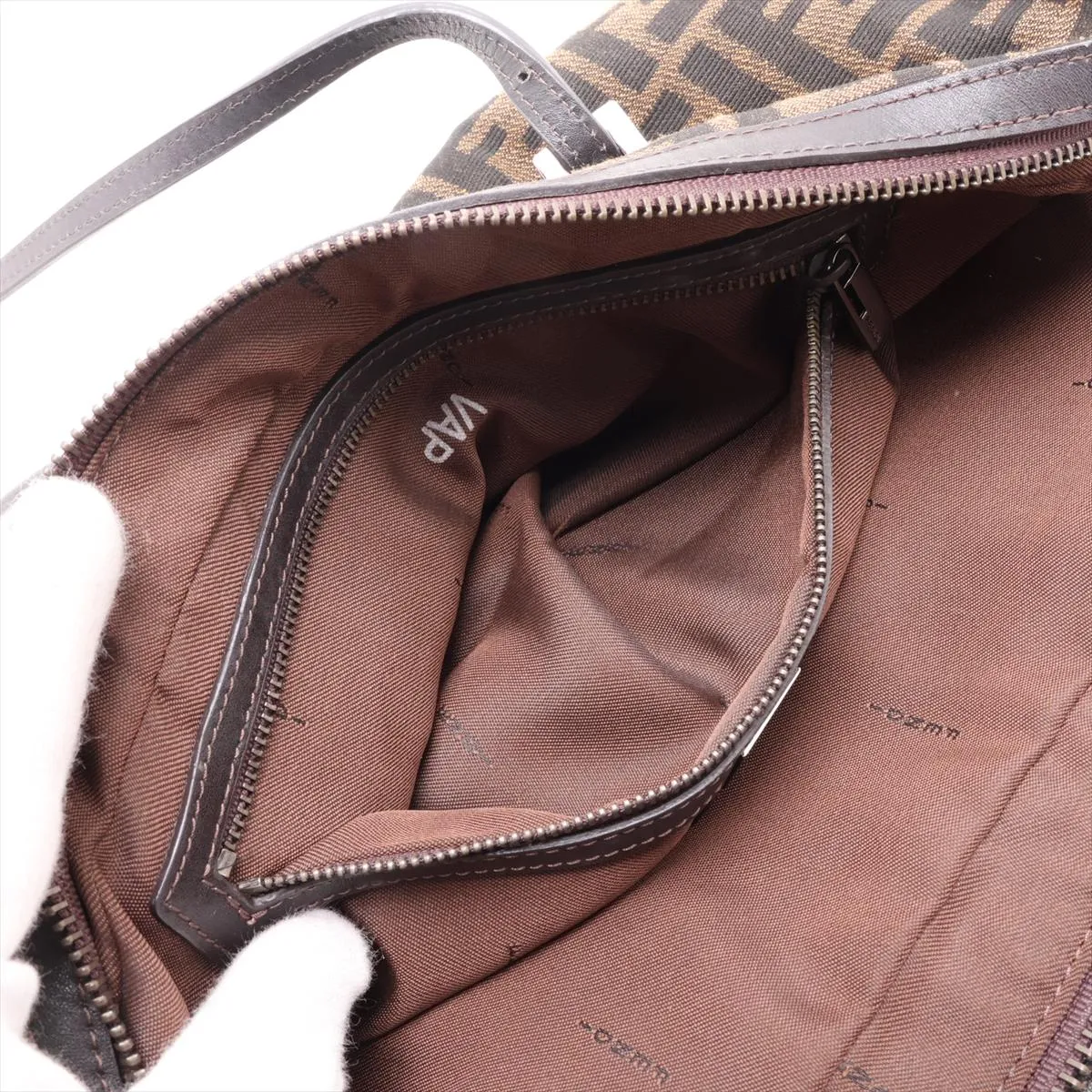 Zucca Canvas x Leather Handbag, Brown, 8BL006, VAP Mark — view 8