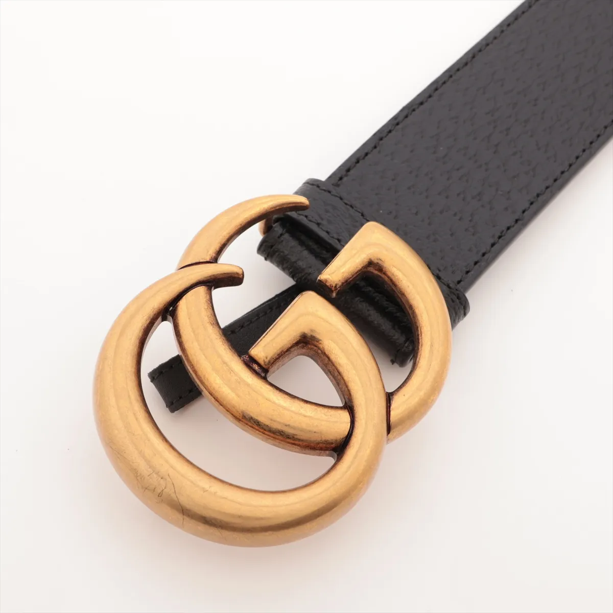 406831 Double G Belt 90 Leather x GP Black x Gold — view 2