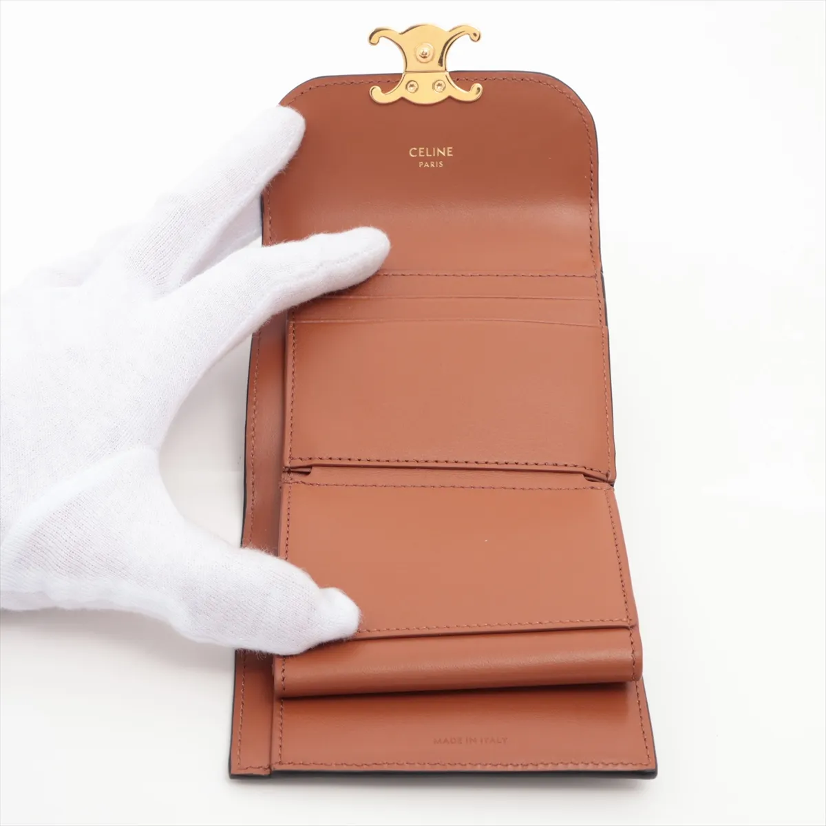 Triomphe Small Flap Wallet, PVC x Leather, Compact Wallet, Brown — view 5
