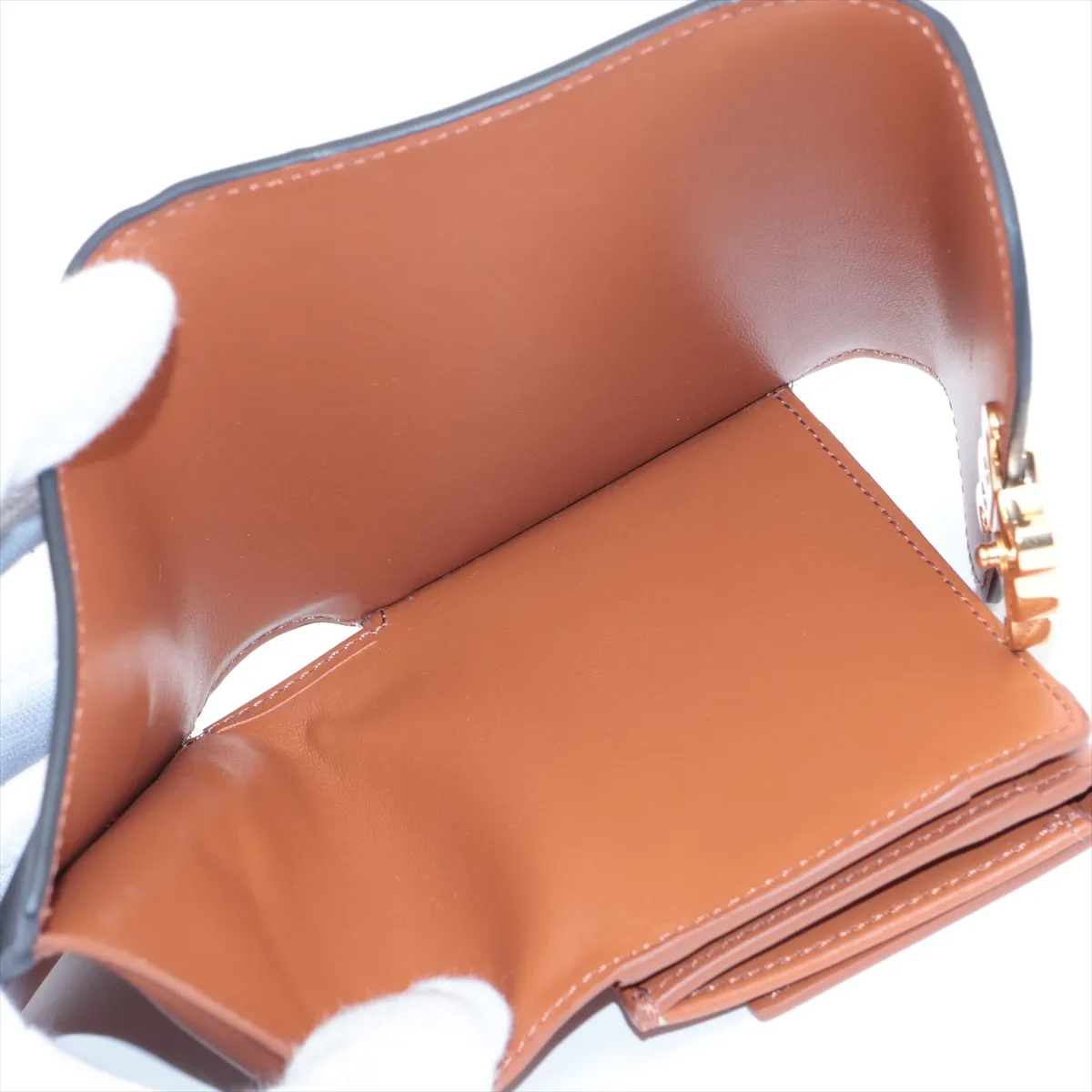 Triomphe Small Flap Wallet, PVC x Leather, Compact Wallet, Brown — view 6
