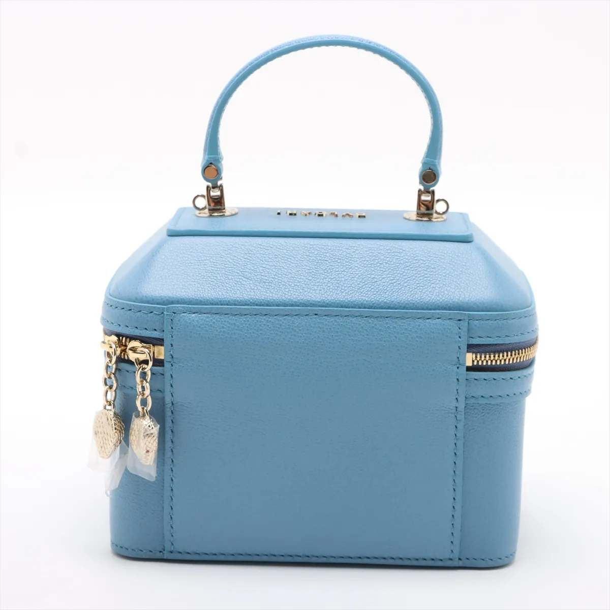 Serpenti Leather 2WAY Vanity Bag Blue — view 2