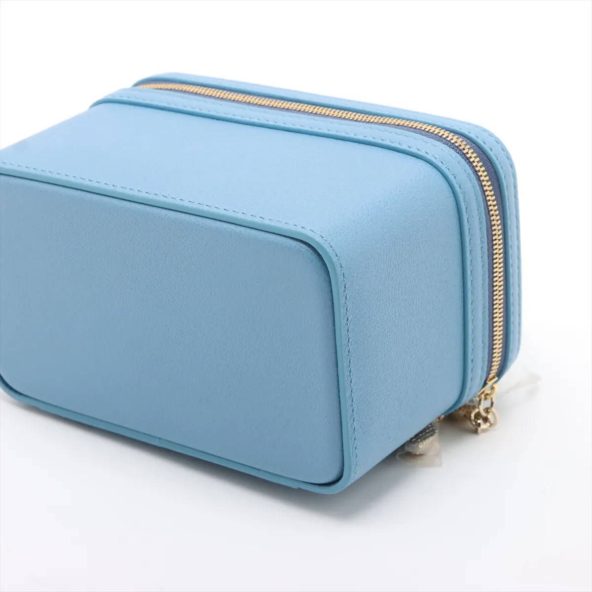 Serpenti Leather 2WAY Vanity Bag Blue — view 3