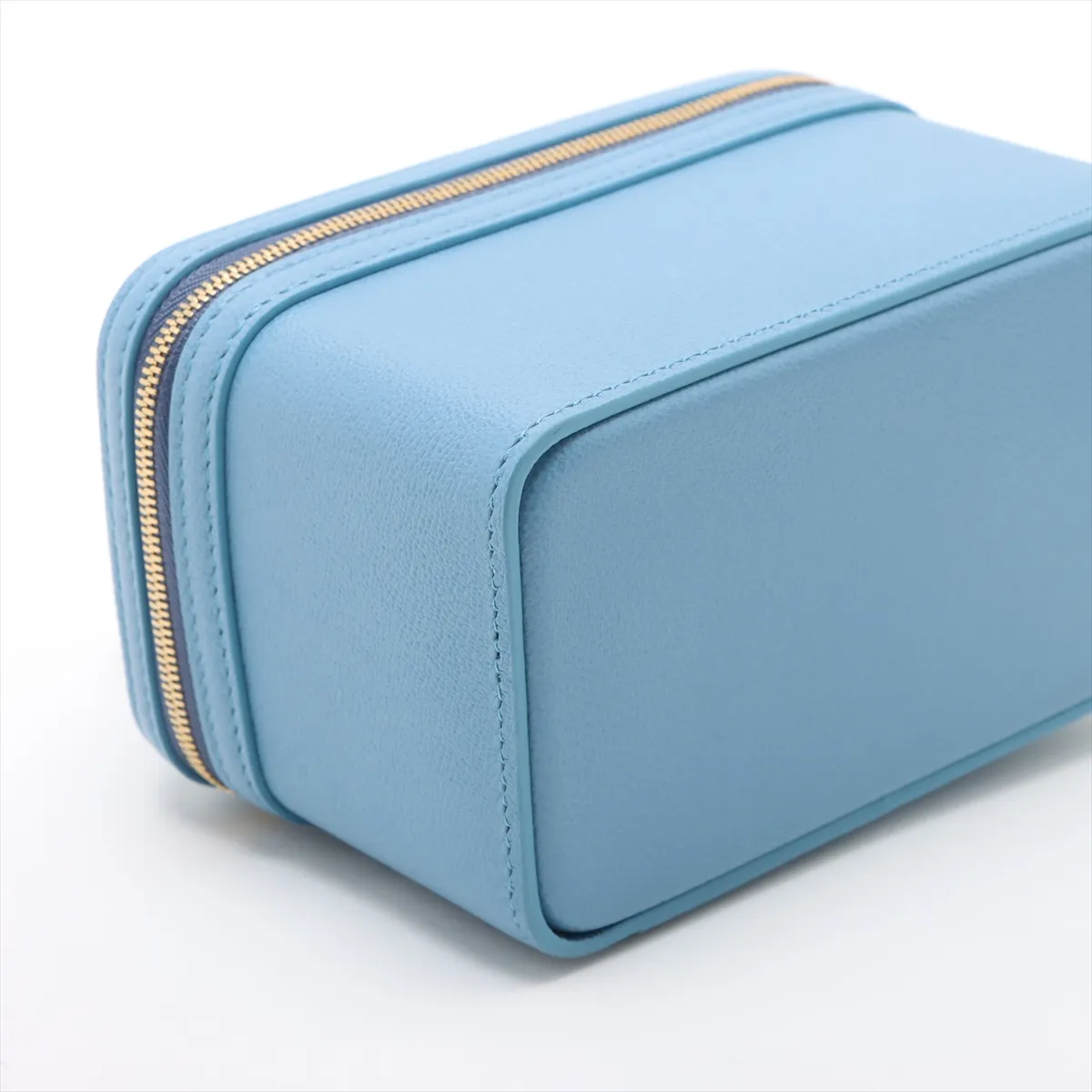 Serpenti Leather 2WAY Vanity Bag Blue — view 4