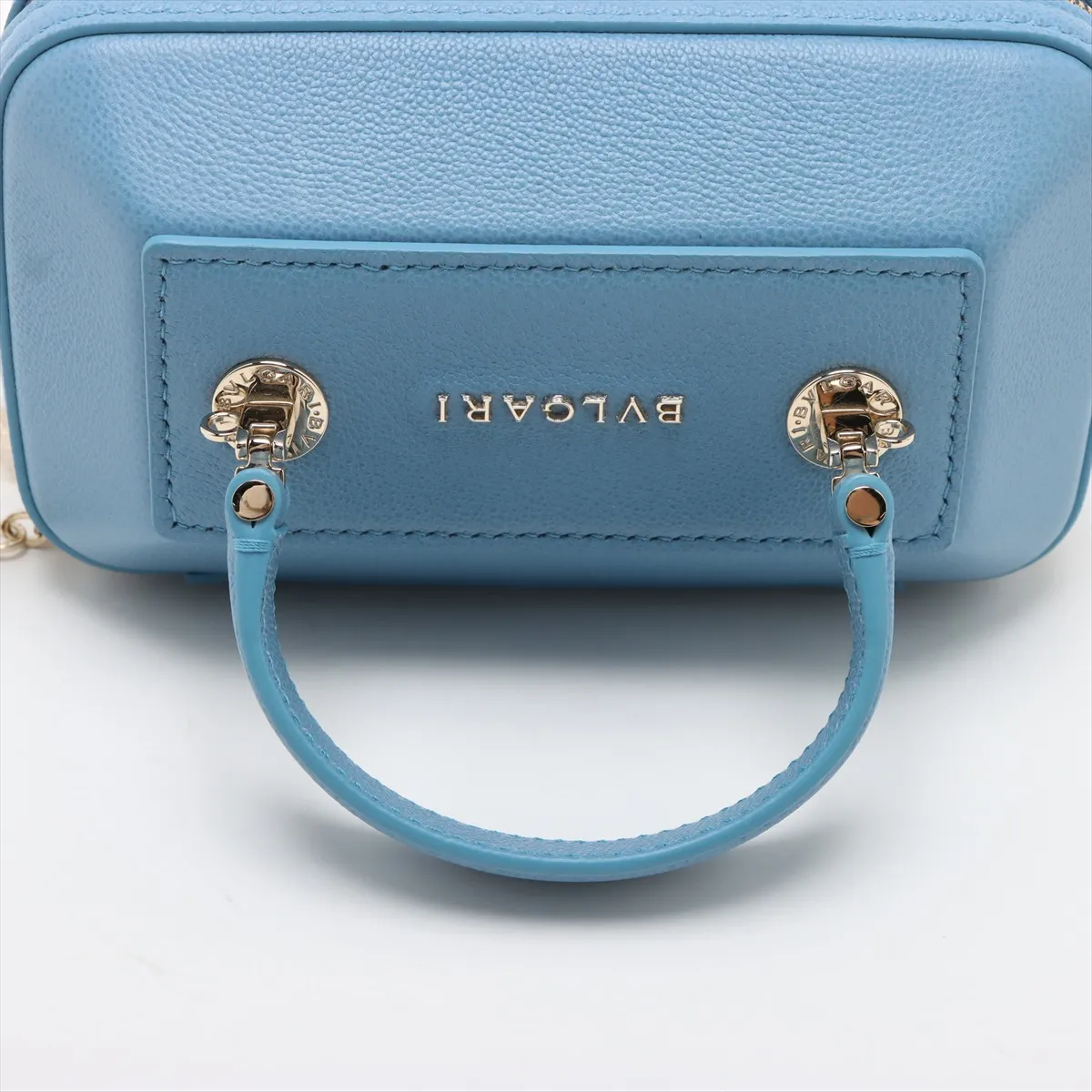 Serpenti Leather 2WAY Vanity Bag Blue — view 5