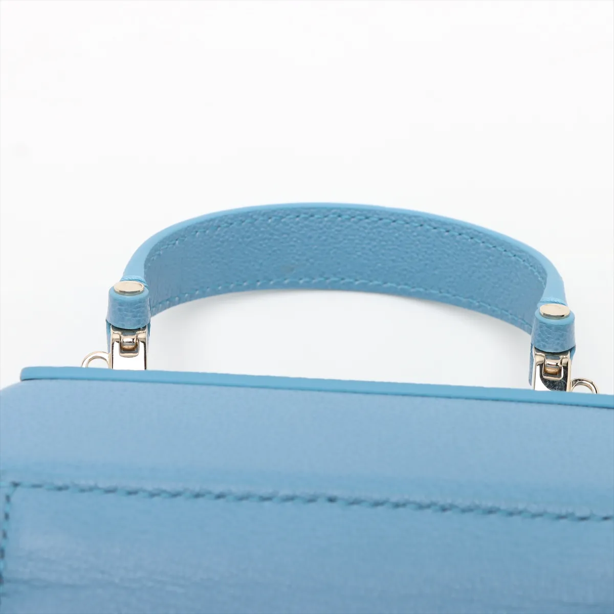 Serpenti Leather 2WAY Vanity Bag Blue — view 6