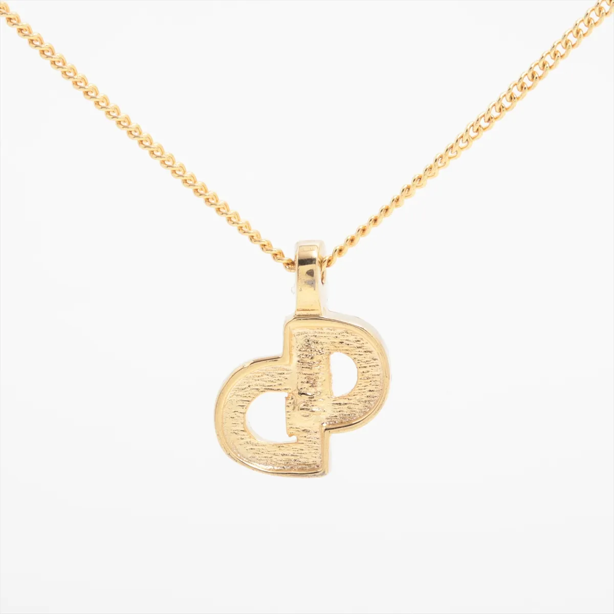 CD logo necklace, GP x rhinestone, black x gold. Shows — view 2