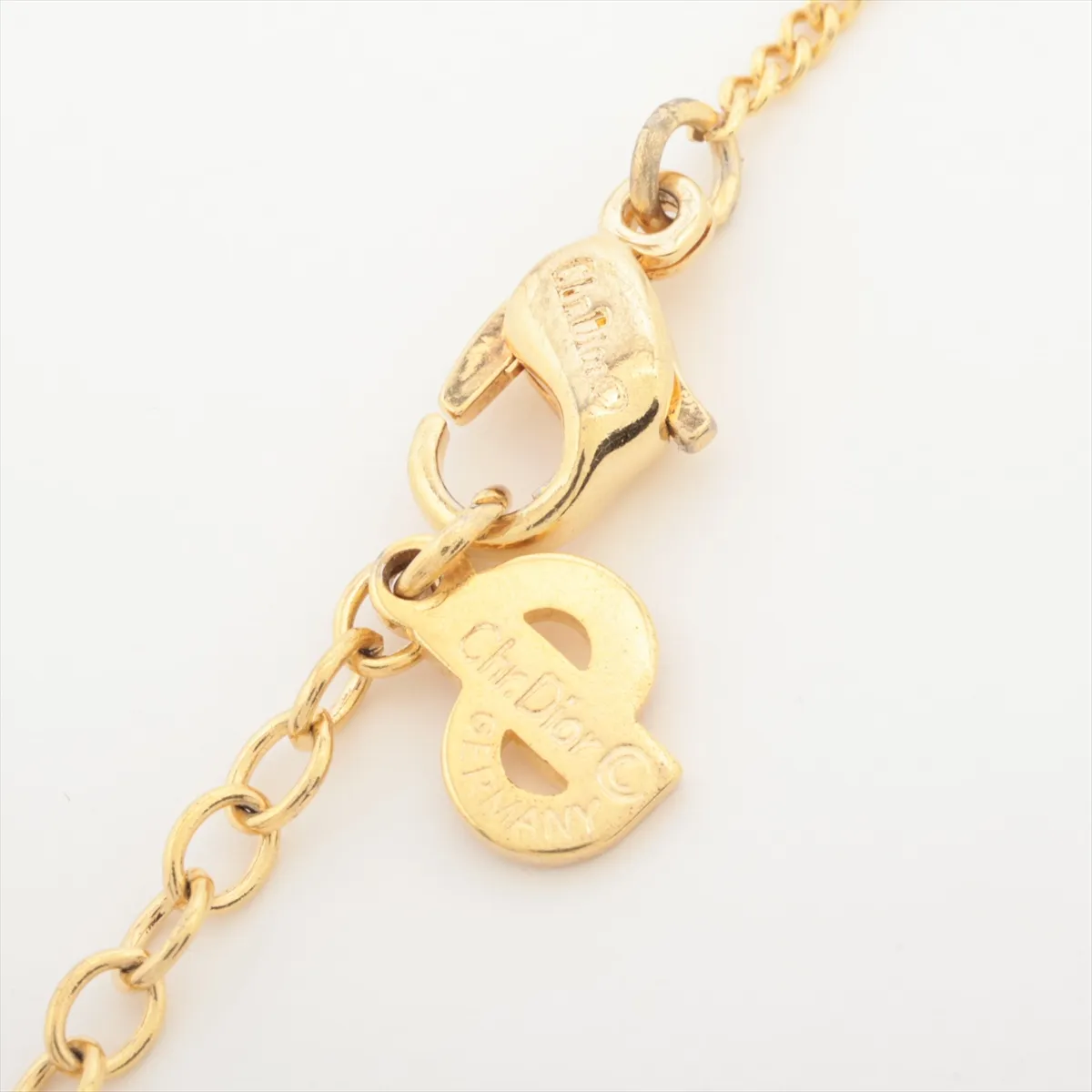 CD logo necklace, GP x rhinestone, black x gold. Shows — view 4