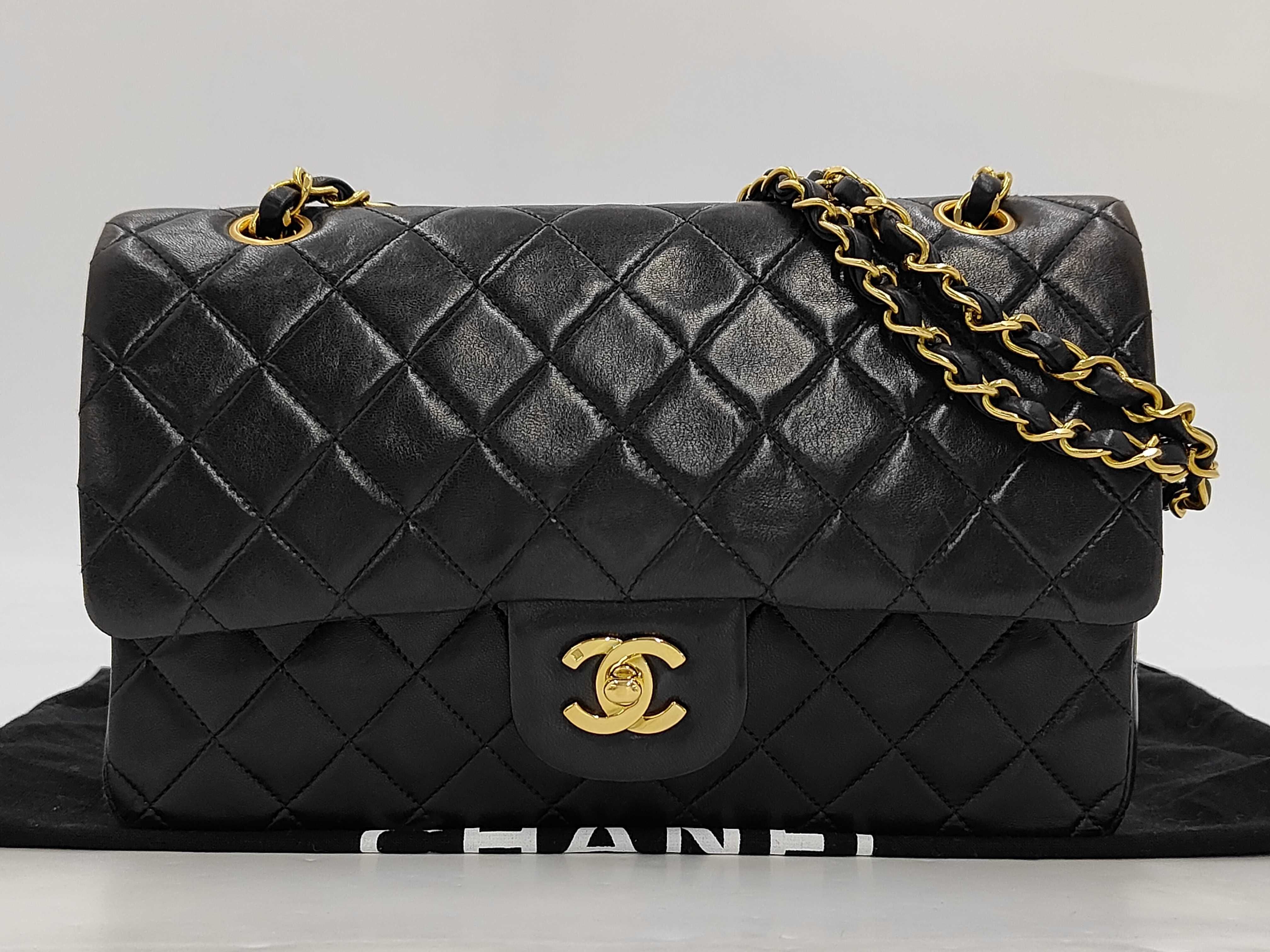 Matelassé Double Flap 25 Black, Series 3, Gold Hardware, with Dust Bag and Seal, Shoulder Bag