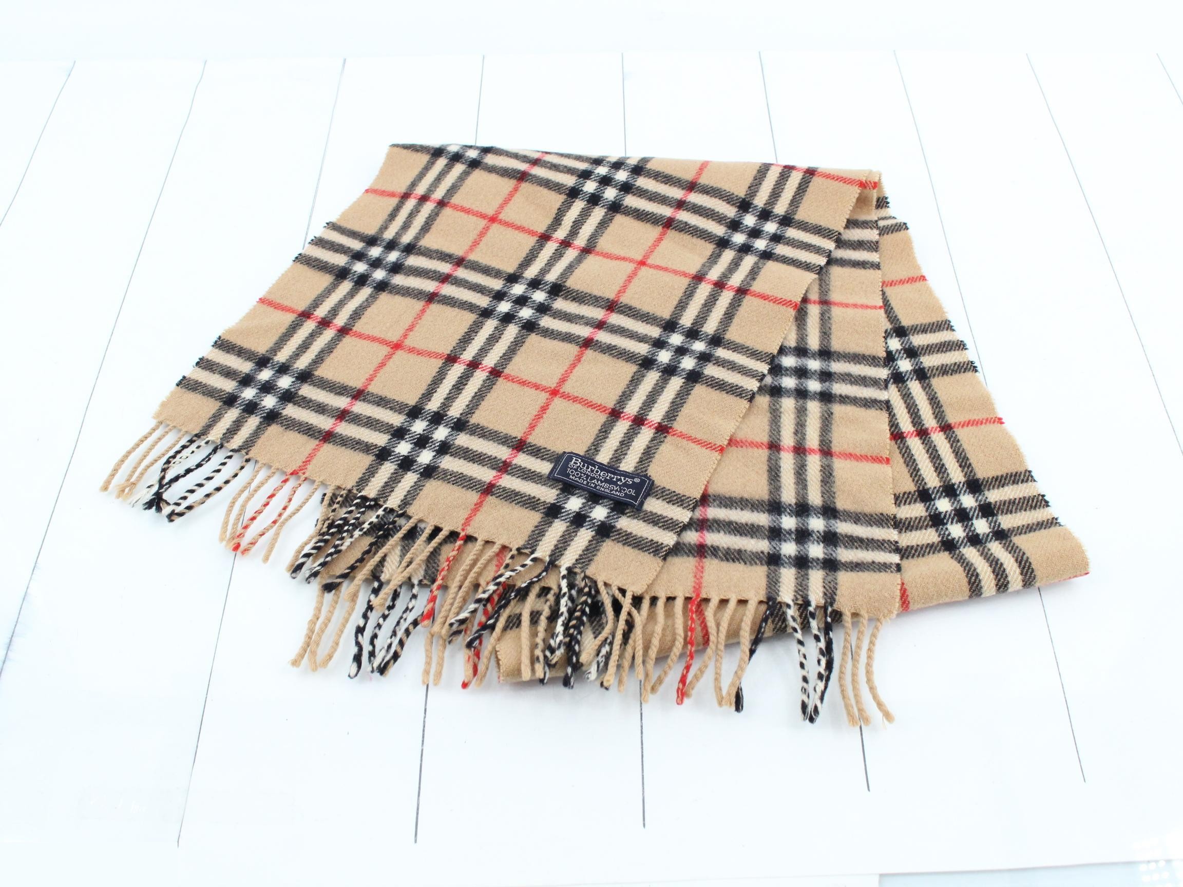 check pattern, 100% lamb's wool, beige. — view 2
